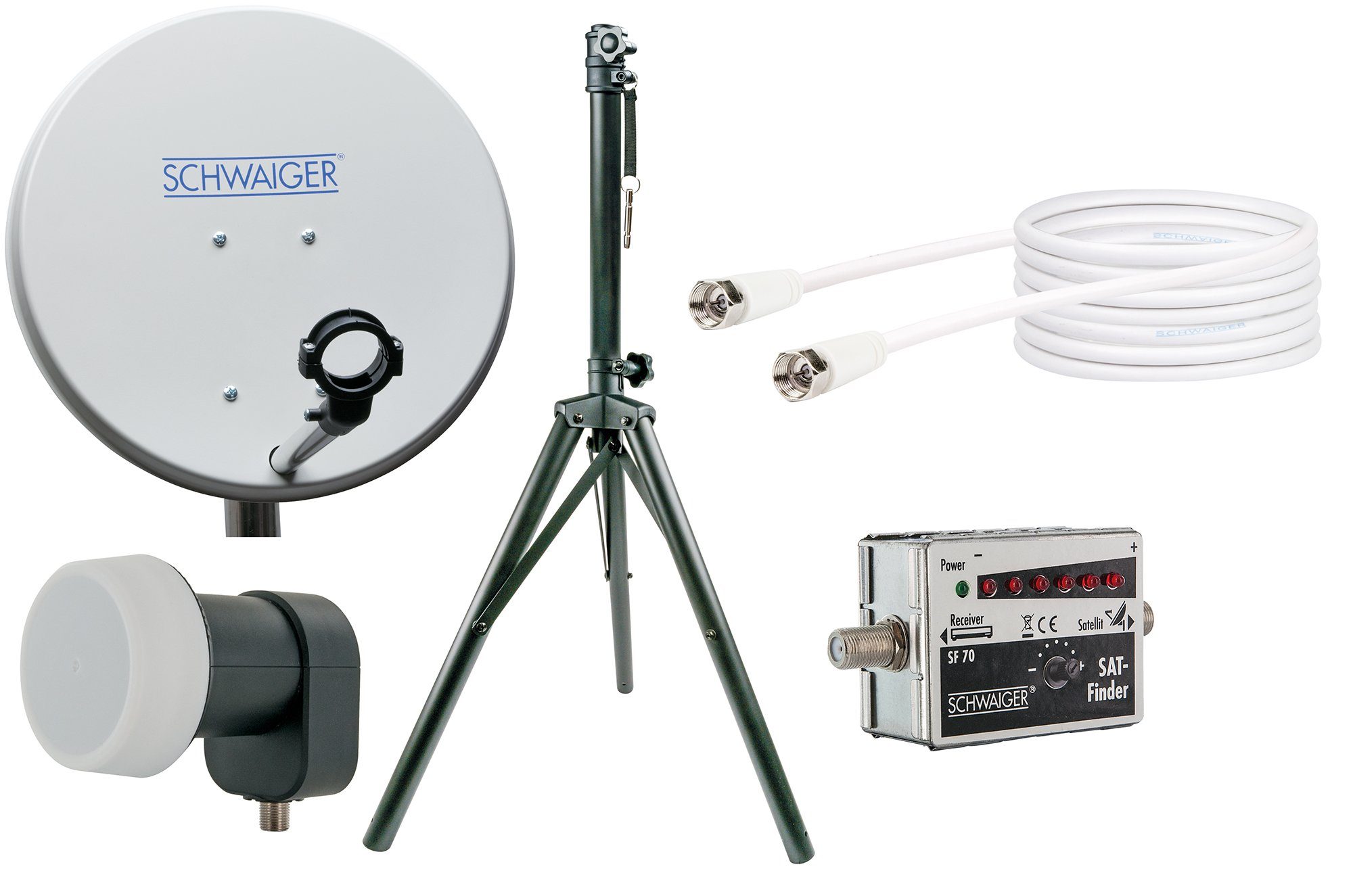 Schwaiger SATSET440 SAT-Antenne (42 cm, Stahl, Single LNB, hellgrau)