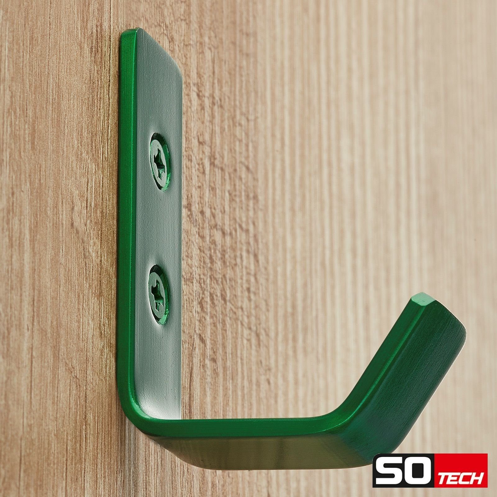 SO-TECH® Kleiderhaken Wandhaken, aus Edelstahl, 60 x 20 x 45 mm, (10-St), kleiner Jackenhaken mit abgerundeten Kanten grün