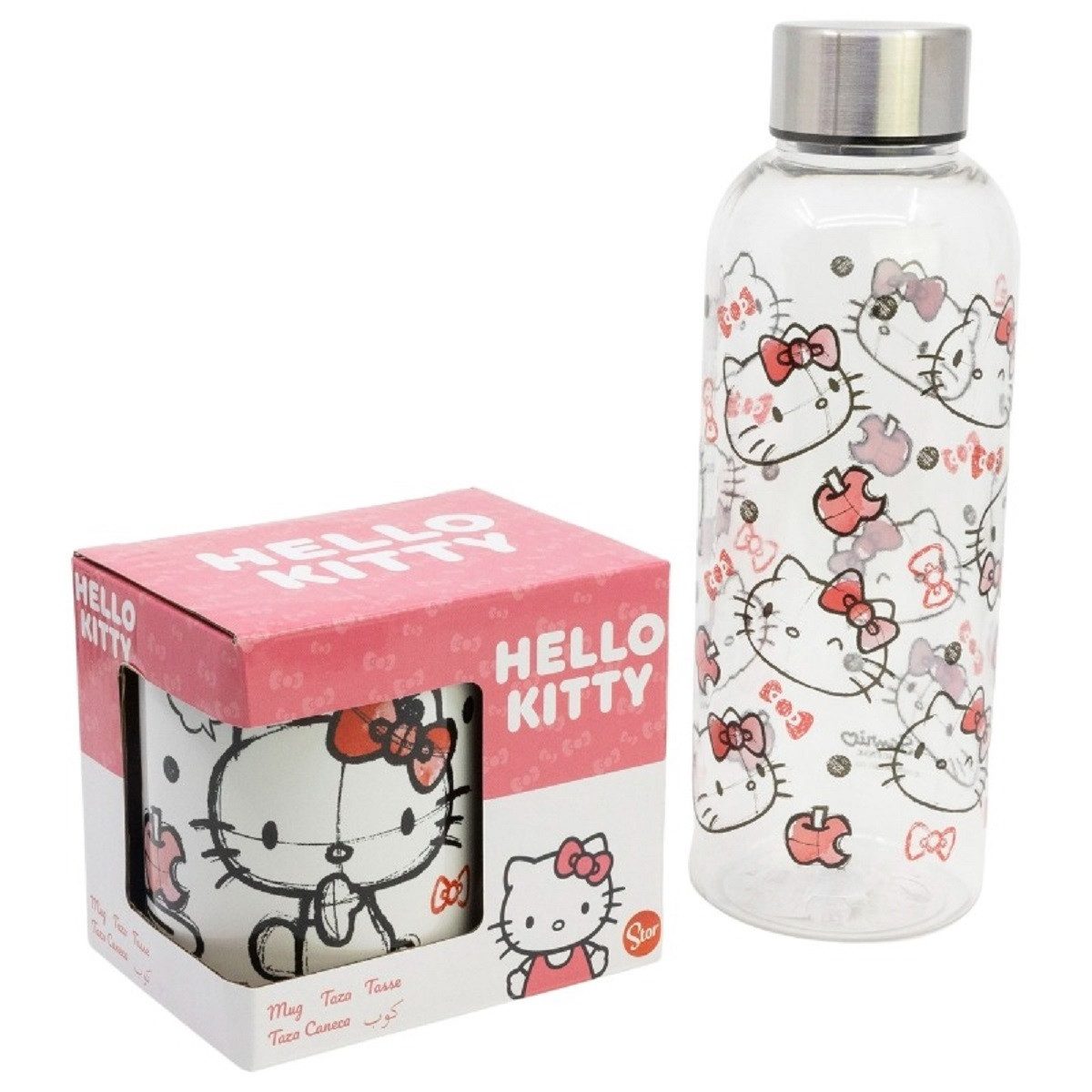 Hello Kitty Trinkflasche Geschenkset Trinkflasche und Kaffeebecher 2-teilig