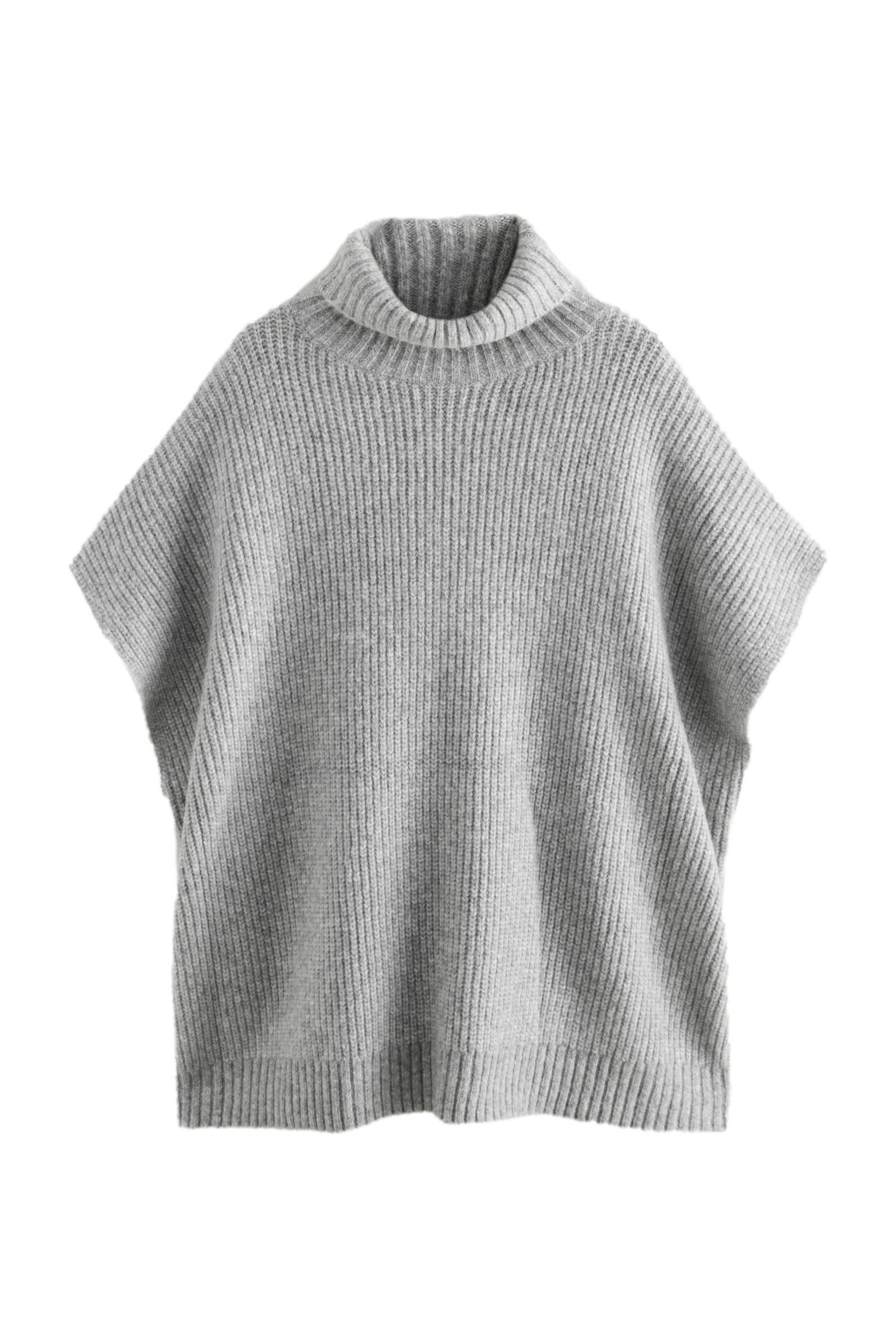 Strickponcho Gestrickter Rollkragen-Poncho mit Alpakawolle