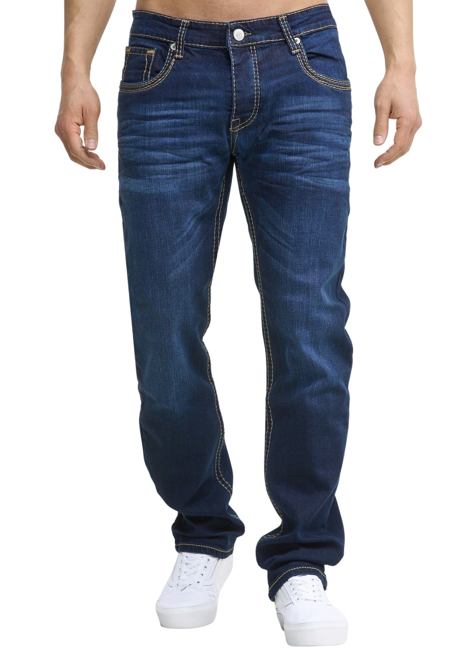 Code47 Regular-fit-Jeans Code47 Herren Jeans Hose Regular Fit Männer Bootcut Denim Five Pocket 907 blue
