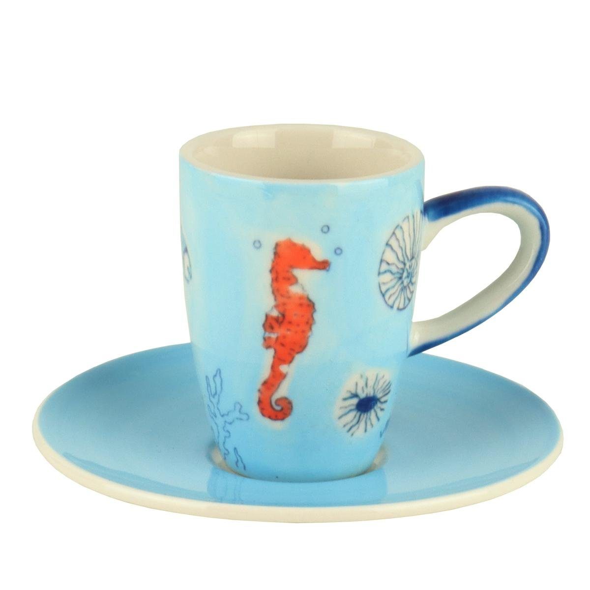 Mila Espressotasse Mila Keramik Espresso-Tasse mit Untere Save the Ocean, Keramik