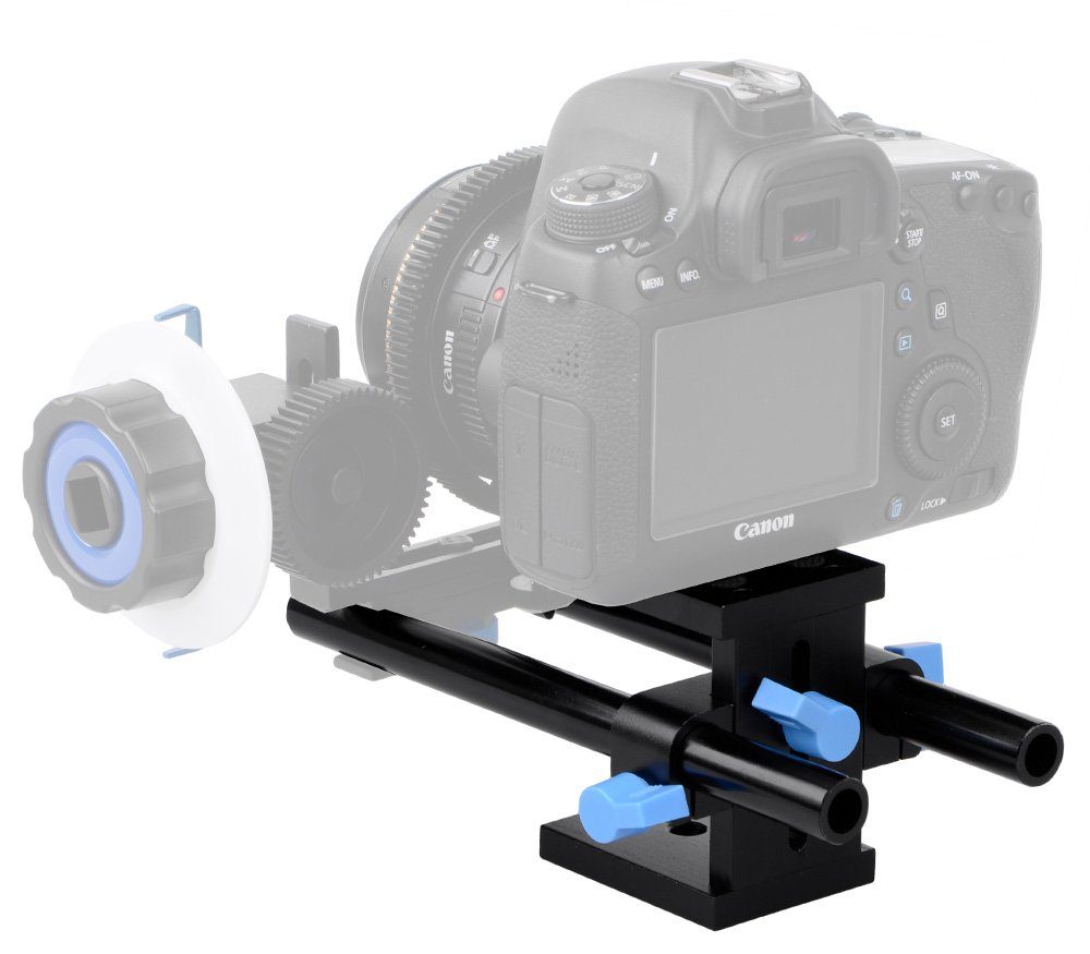 System Videokamera Universal ayex Rig 18,5cm mit DSLR Rundstäben für Basisplatte