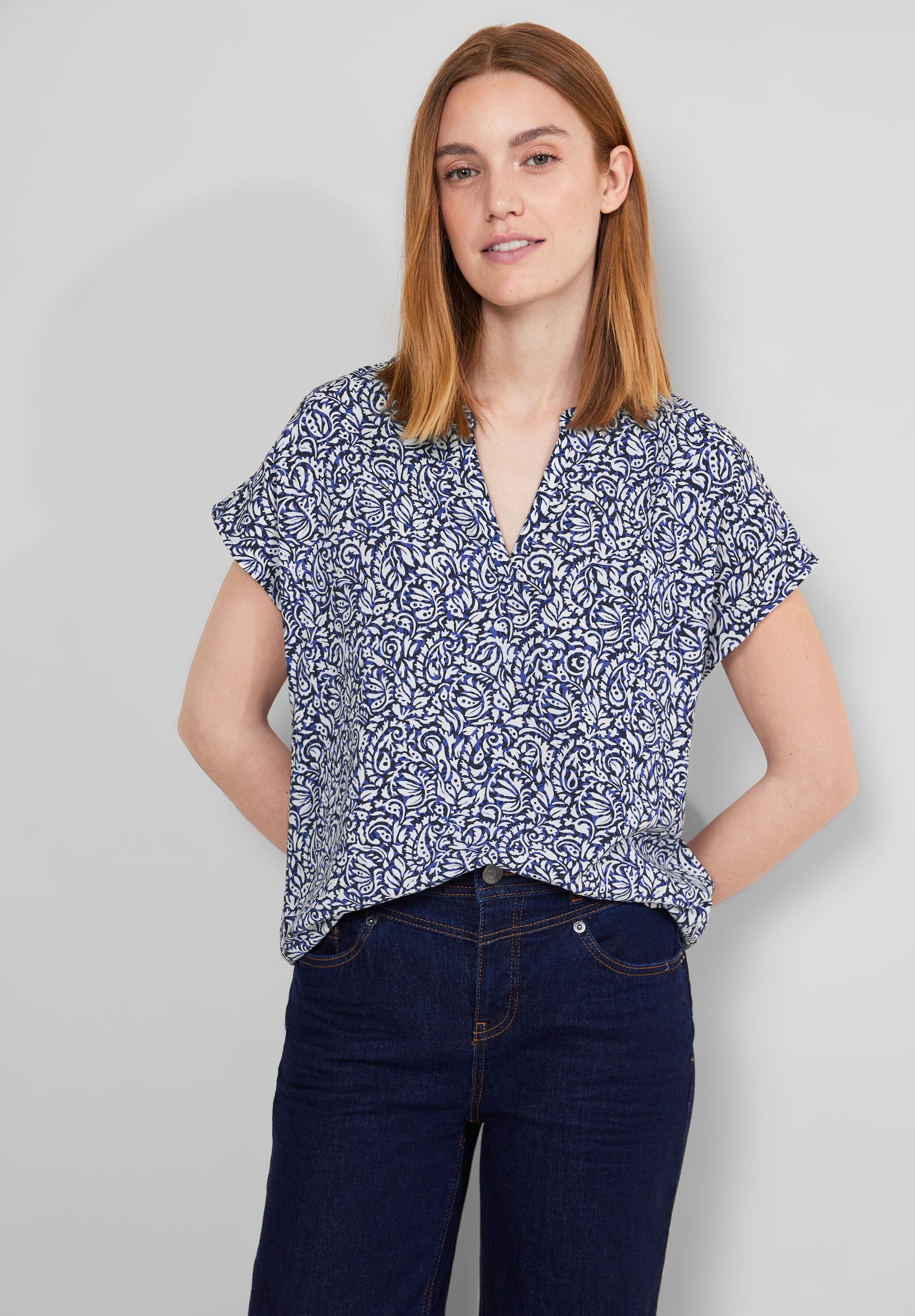 STREET ONE Blusentop gemustert und aus günstig online kaufen