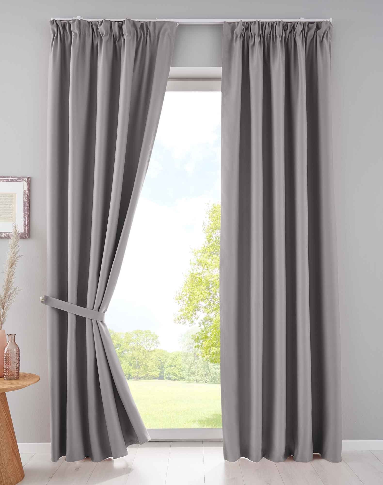 Gardinenbox Vorhang (2 St), verdecketeSchlaufen, verdunkelnd, Blickdicht »NewYork« Thermo-Gardine Blackout Kräuselband Raffhalter 20