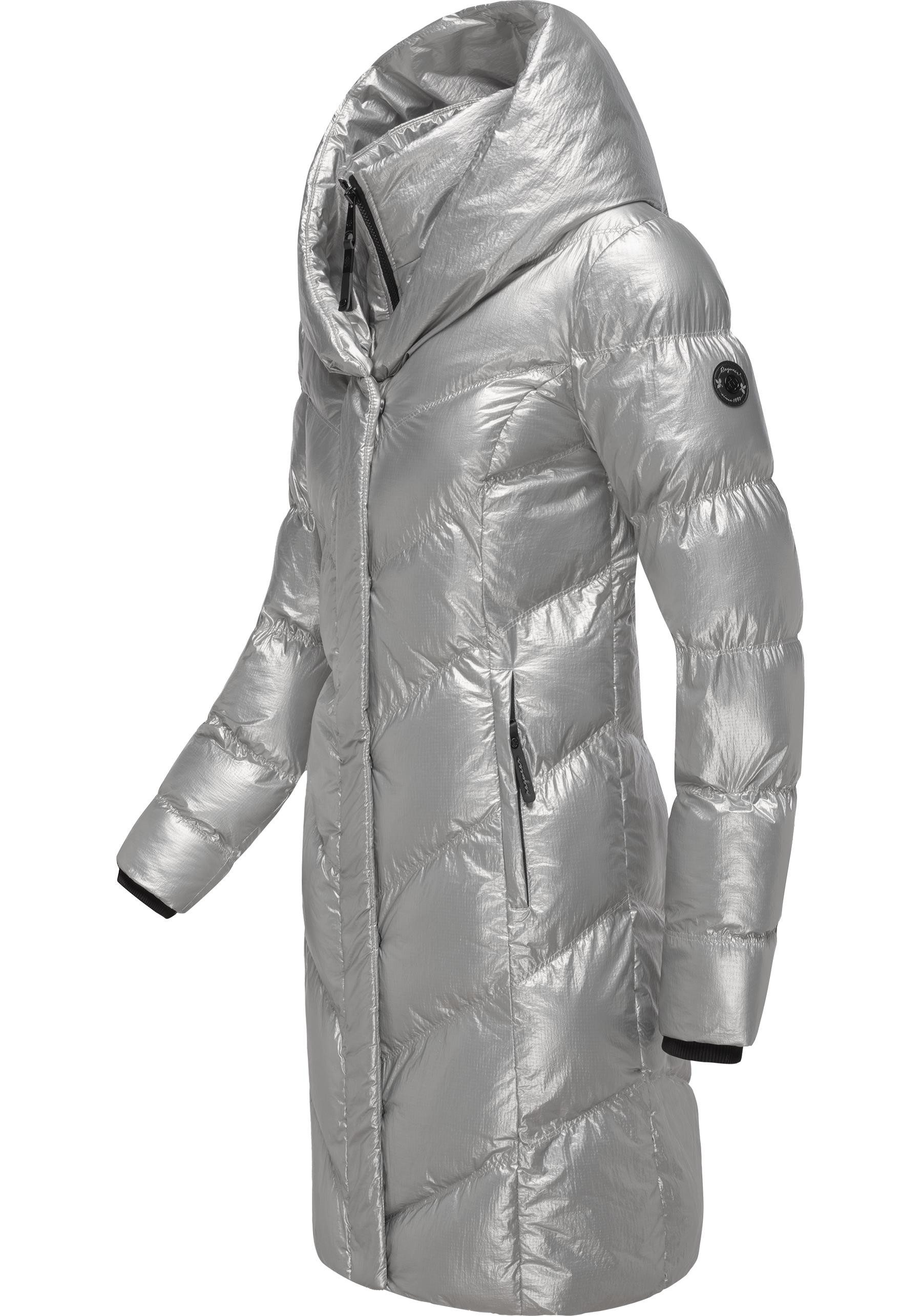 Ragwear Kurzmantel Natalka Bling Damen Wintermantel in schimmernder Optik