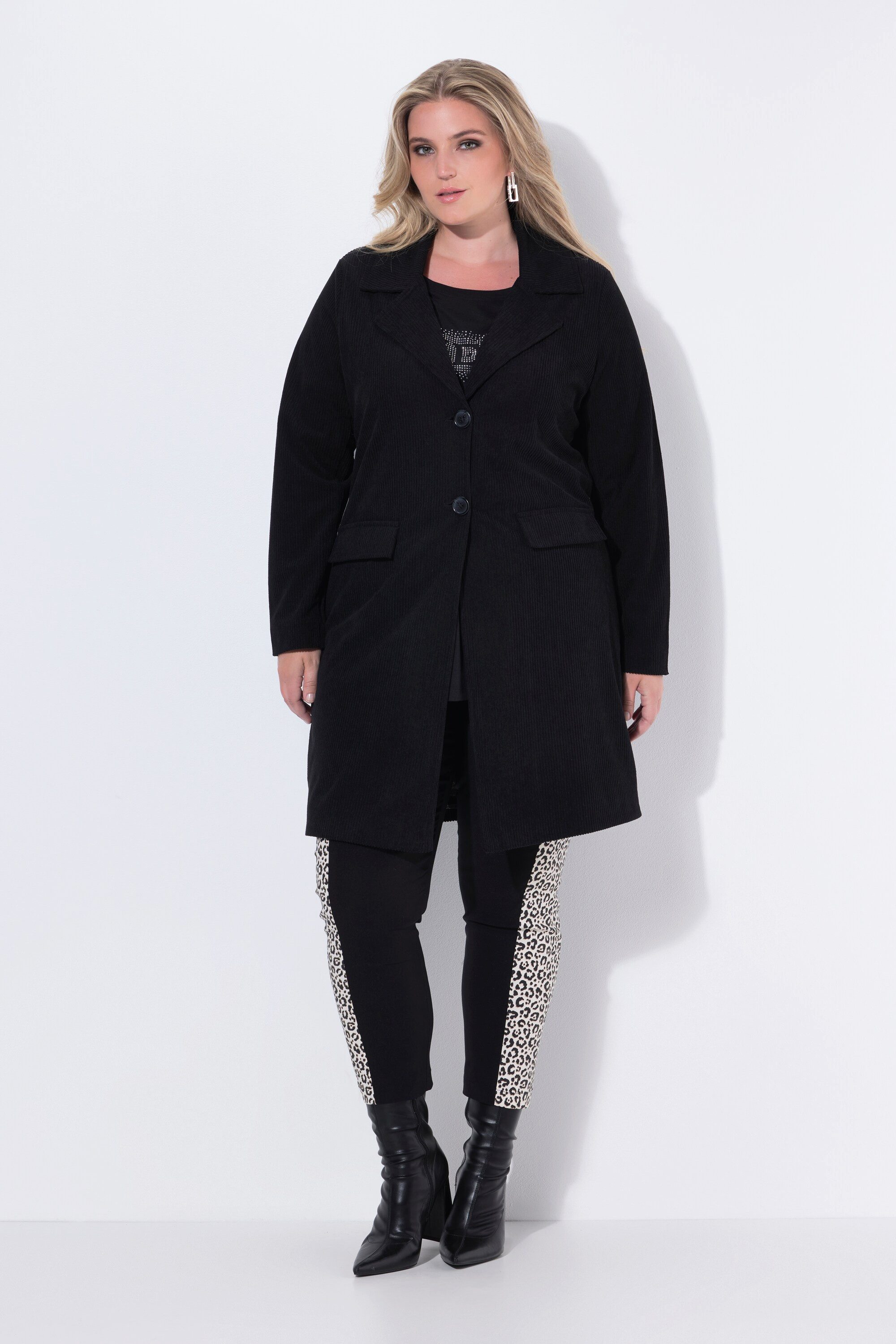 MIAMODA Blusenblazer Cord-Longblazer Futter mit Leodruck günstig online kaufen