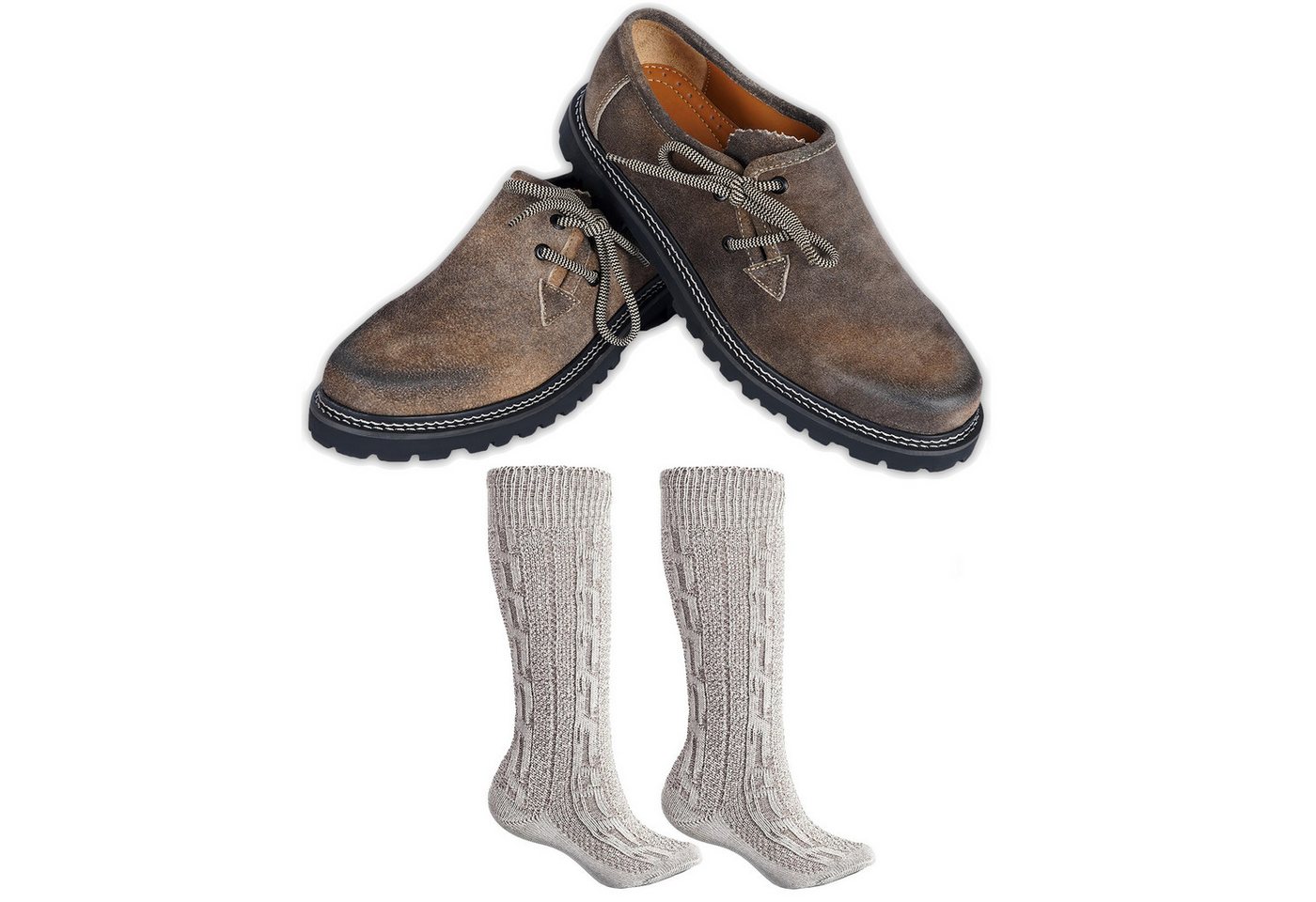 German Wear GW1800VL+GW200 Set Meliert Haferlschuh (Spar-Set, 1x Schuhe + 1x Socken) Haferlschuhe + Trachtensocken 2-teilig Set mit socken 40cm