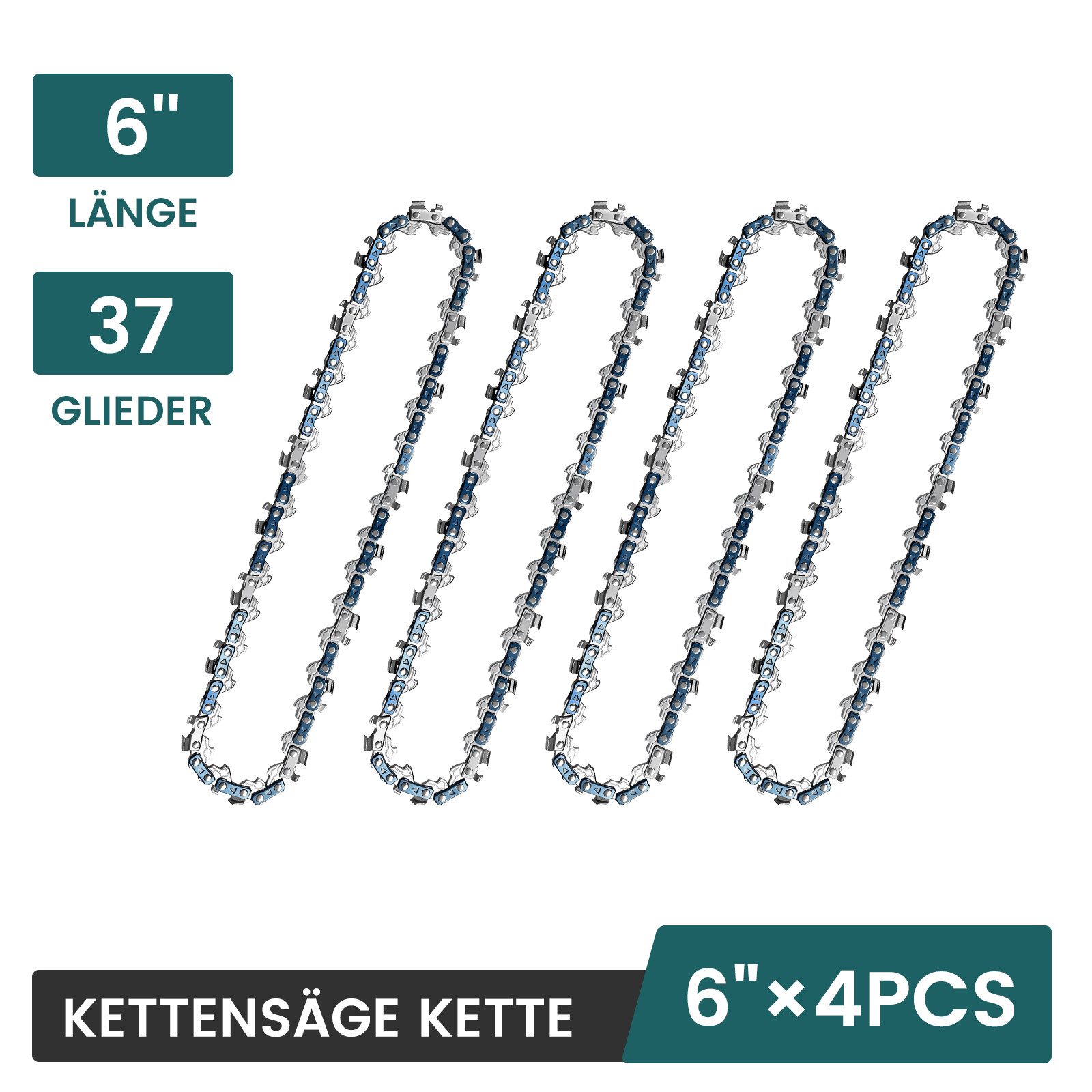 Bundviel Ersatzkette 1/4" 1,1mm 4 kettensägenketten kompatibel mit 6/8" Kettensägen
