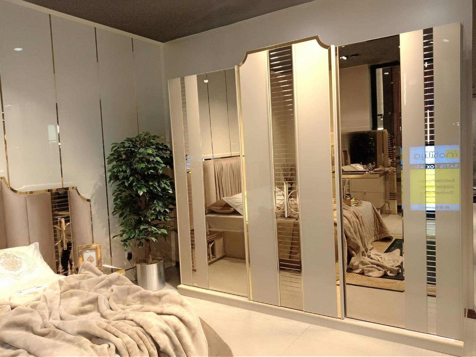 JVmoebel Kleiderschrank Beige Schlafzimmer Luxus Kleiderschrank Holz (Nur Kleiderschrank) Made in Europe
