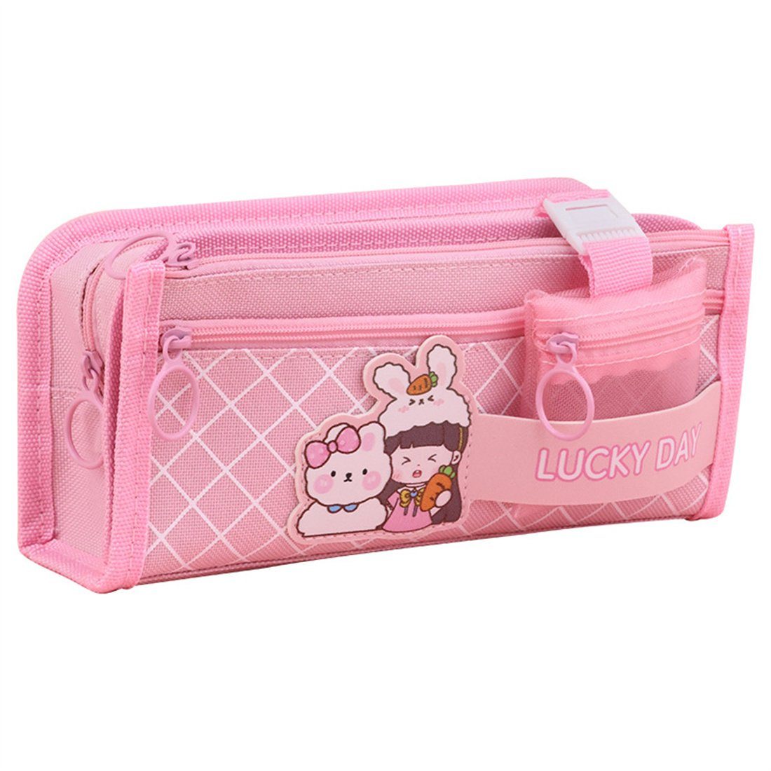 DÖRÖY Federmäppchen Tasche, Student multifunktionale Cartoon Tasche Bleistift Schreibwaren Rosa