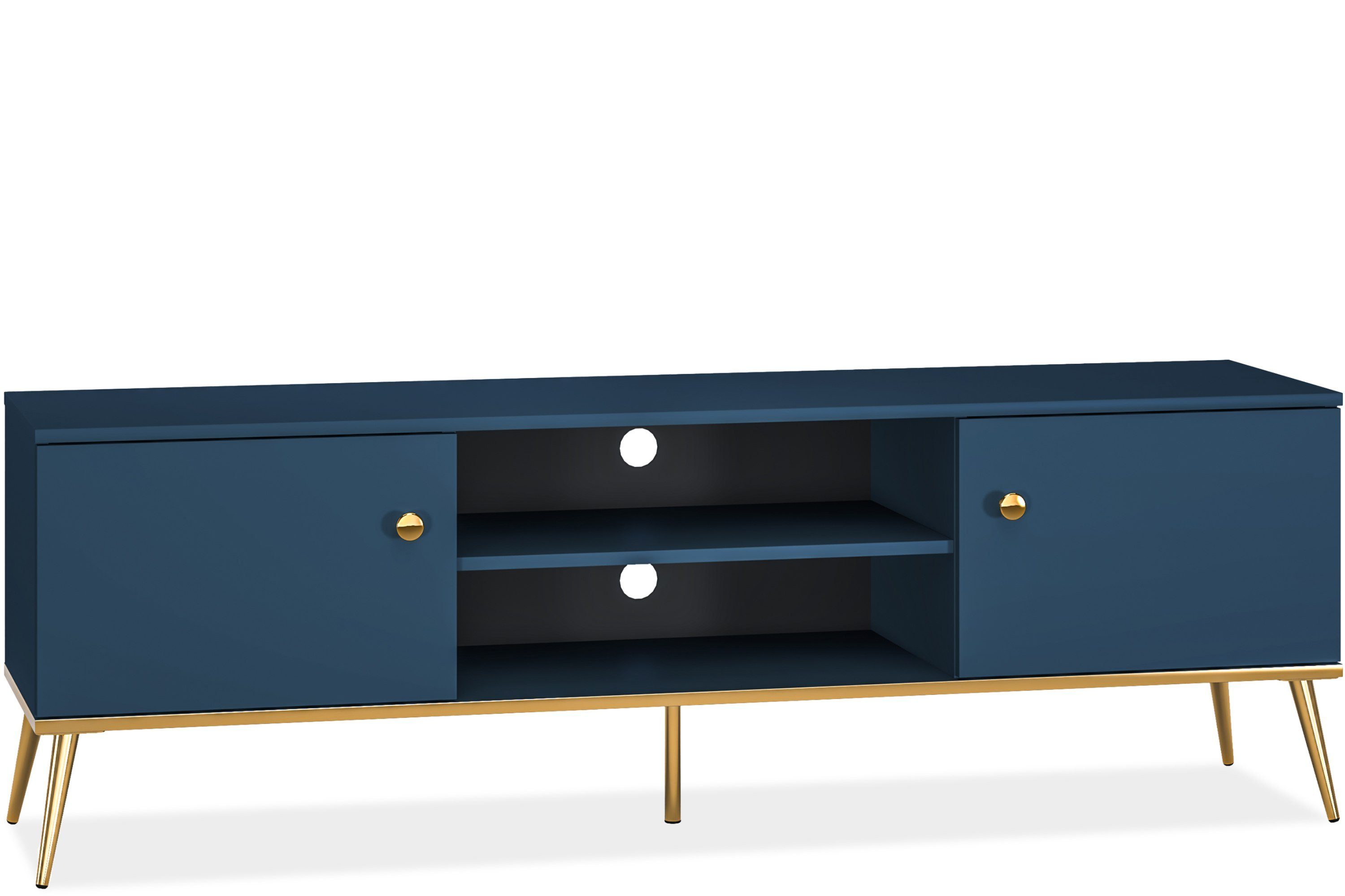 KONSIMO® Lowboard ARICIA TV-Schrank, hergestellt in der EU, viel Stauraum, mit Goldelementen