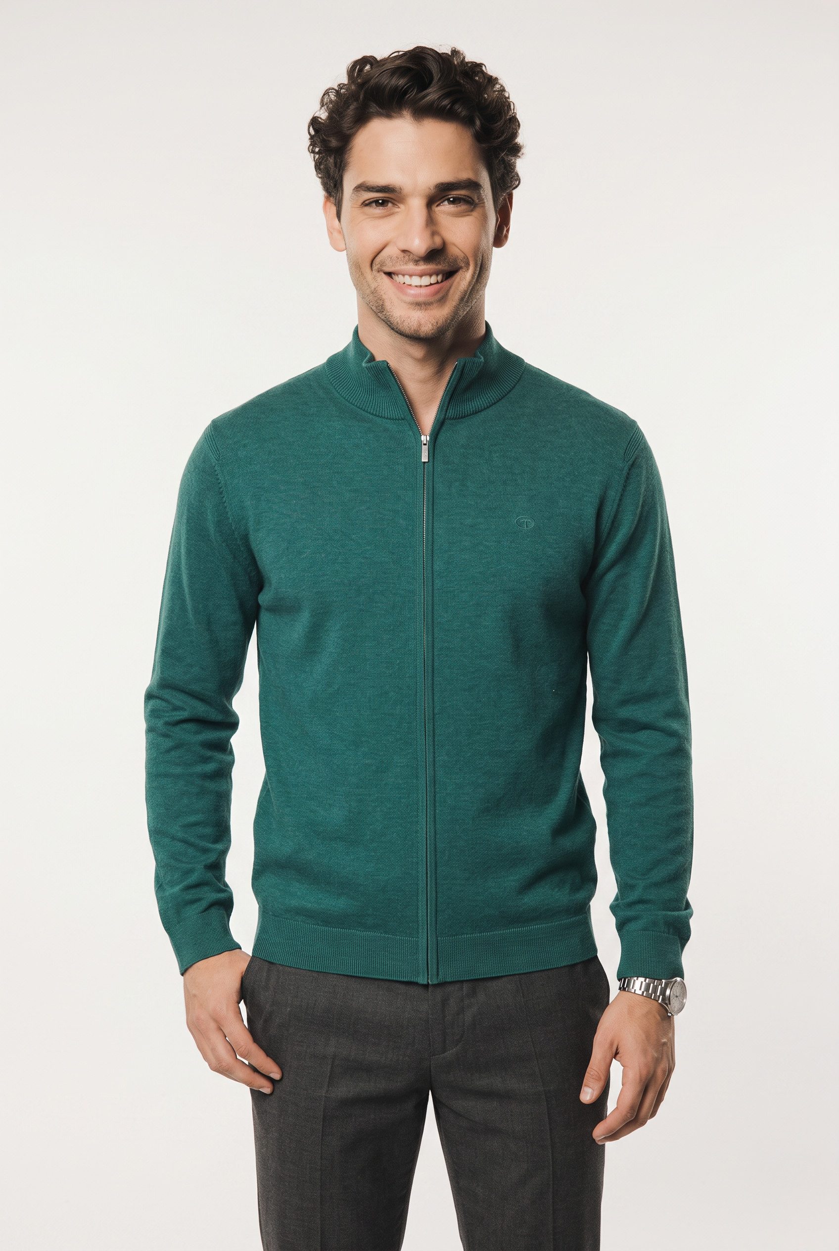 TOM TAILOR Strickjacke mit Logo Stickerei