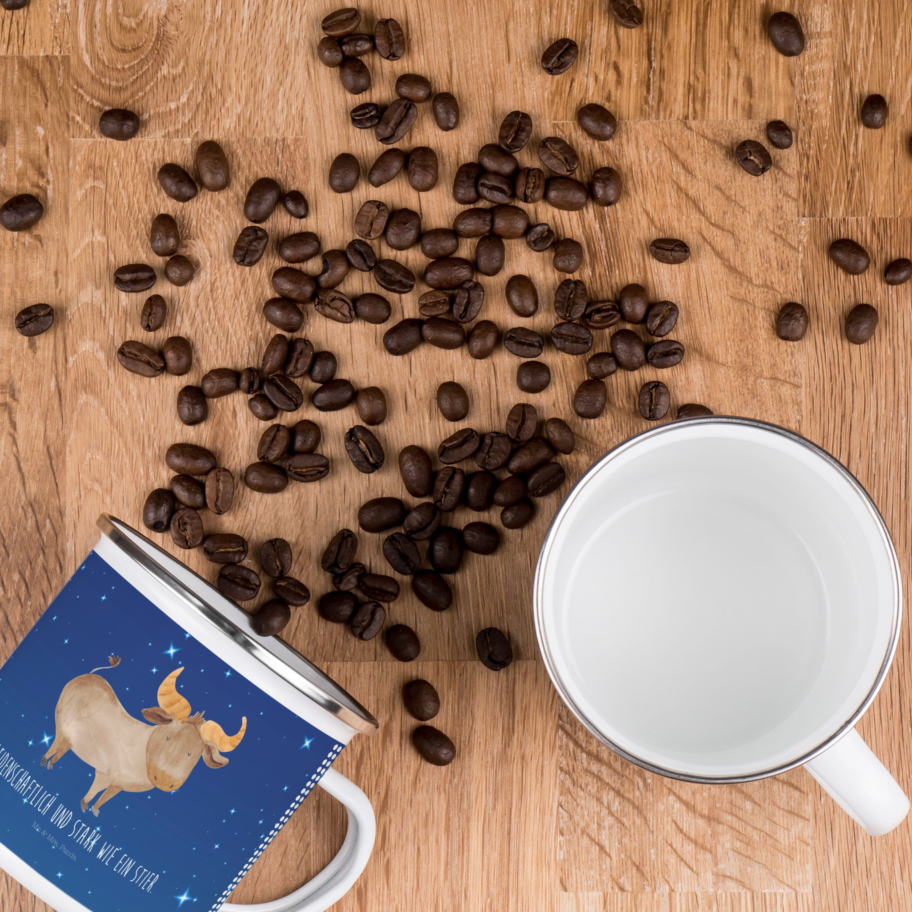 Blau Sternzeichen - Becher & Geschenk Met, Stier Panda Mr. Mai, - Sternenhimmel Geschenk, Mrs. Emaille