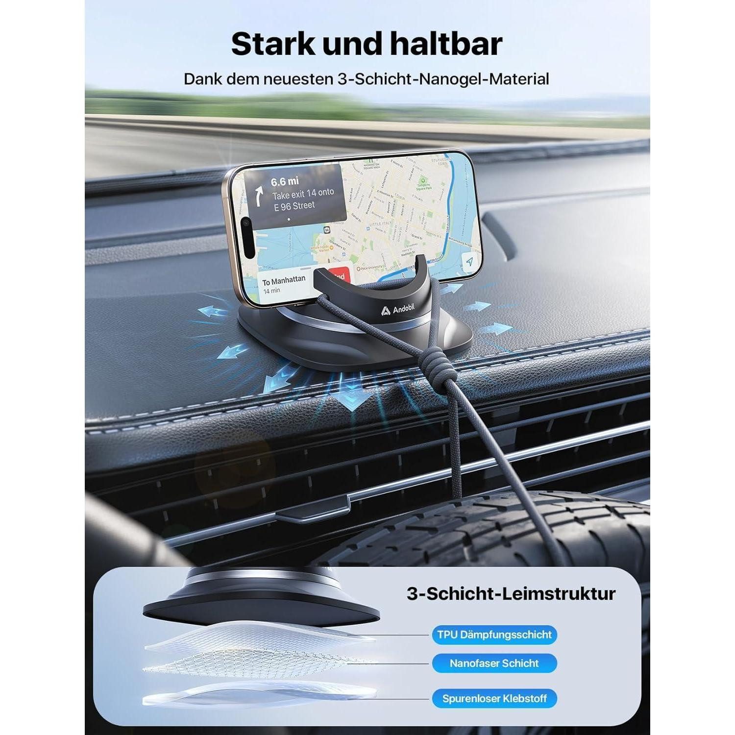 LuxusKollektion Handy-Halterung Handyhalterung Auto Armaturenbrett Kfz Samsung iPhone 15/14/13/12/11 – Bild 2 von 5