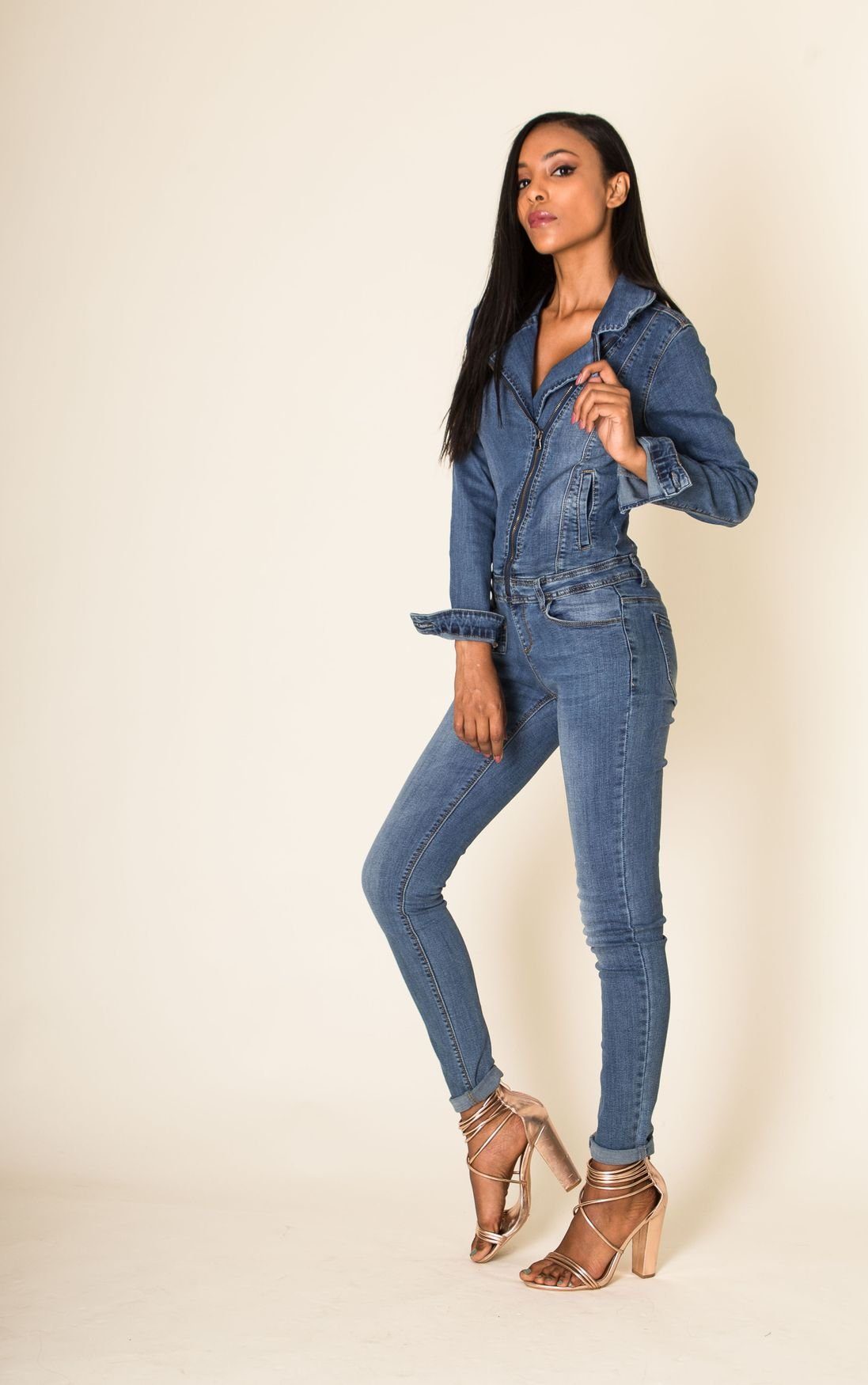 Nina Carter Jumpsuit Jeans Anzug Hosenanzug günstig online kaufen