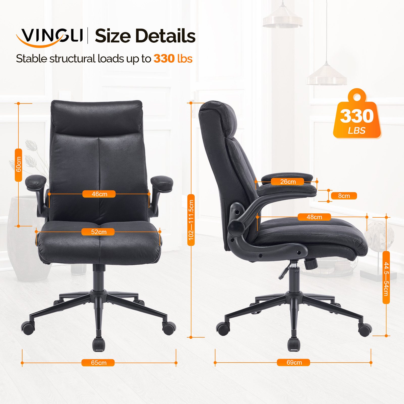 VINGLI Bürostuhl Ergonomischer Schreibtischstuhl mit hochklappbarer günstig online kaufen