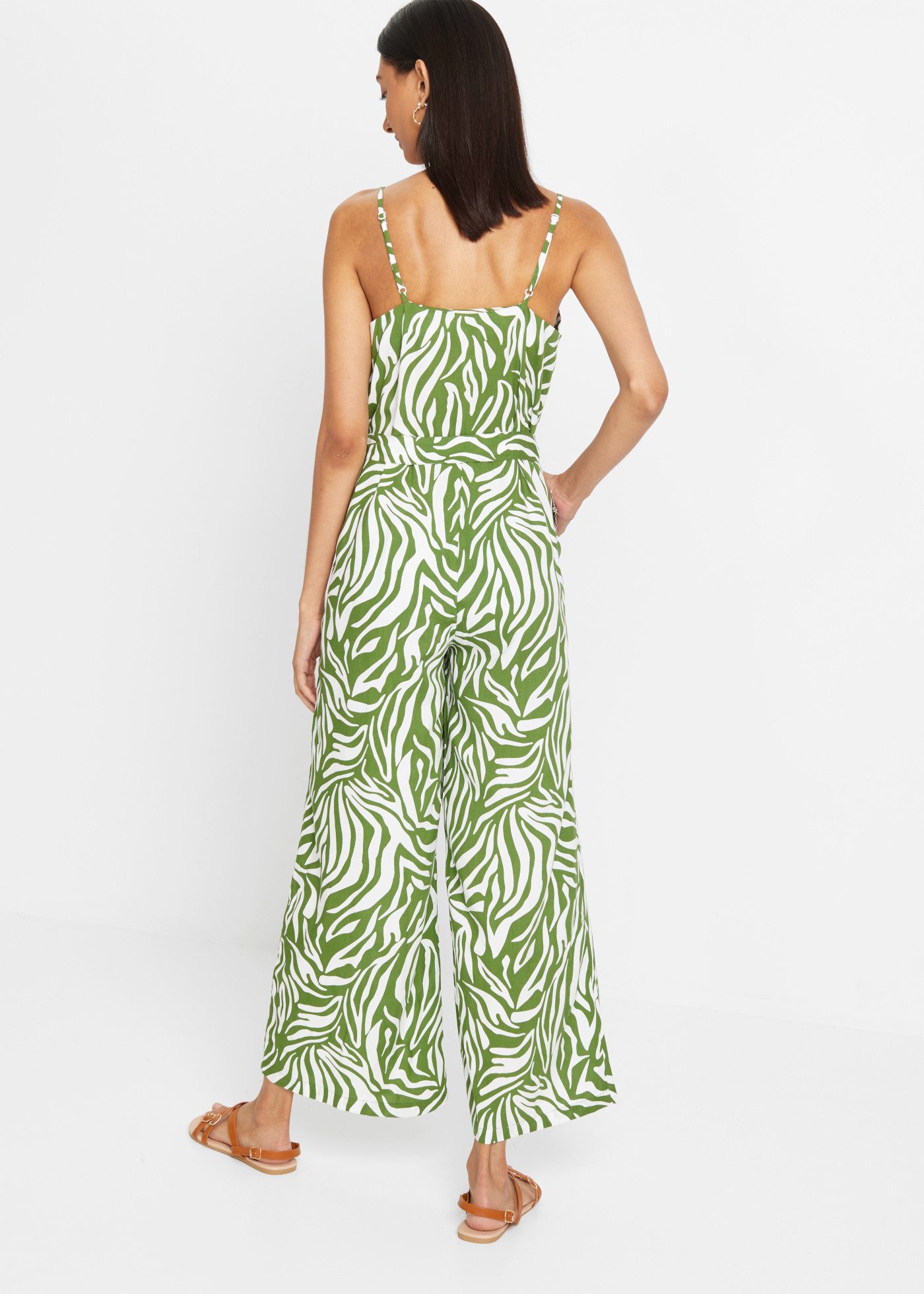 bonprix Jumpsuit mit modischem Druck, aus Viskose, figurumspielende Passform