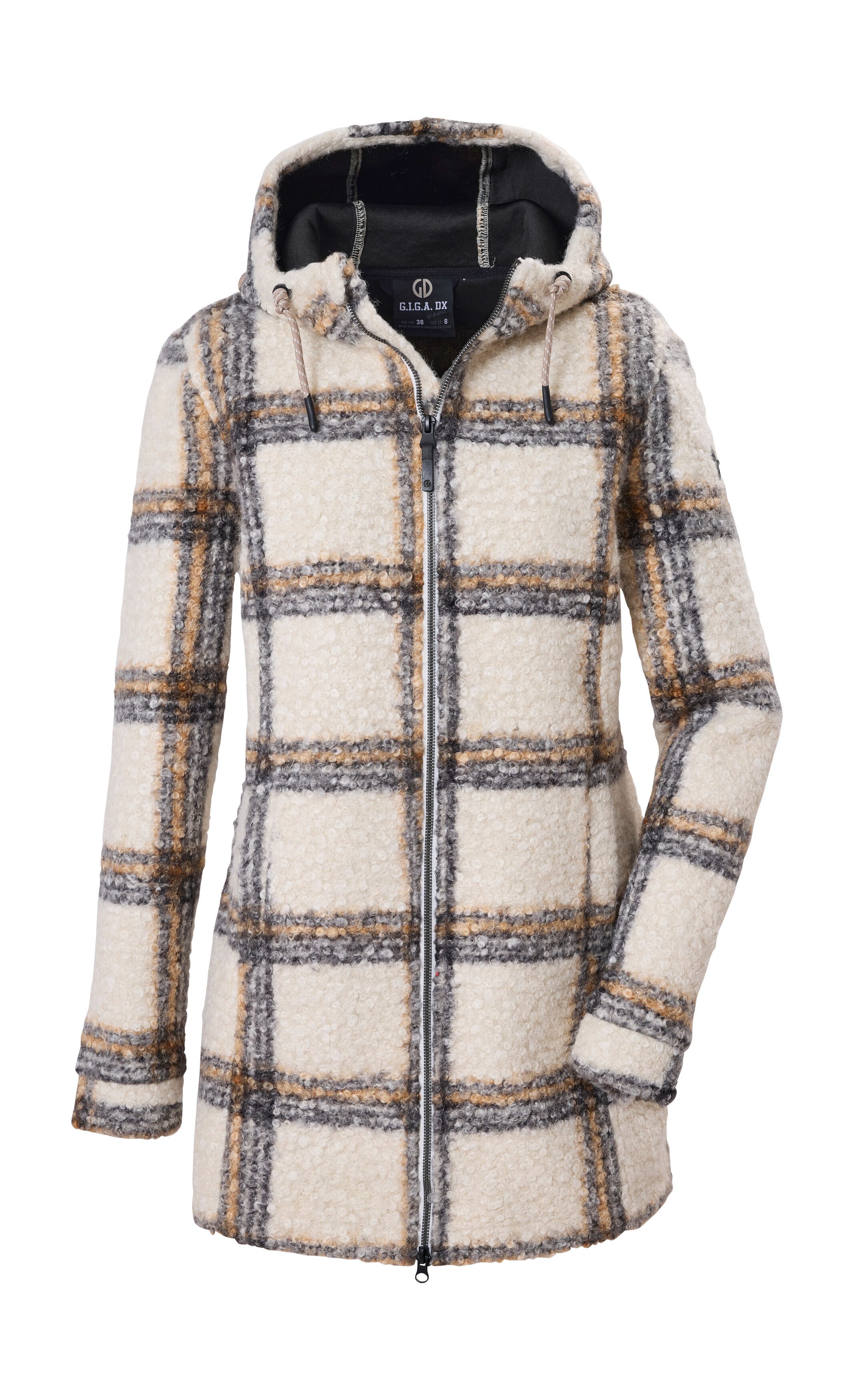 G.I.G.A. DX by killtec Fleecejacke GW 39 WMN KNTFLC PRK Damen Fleeceparka, Karomuster, 2-Wege-Reißverschluss, Kapuze