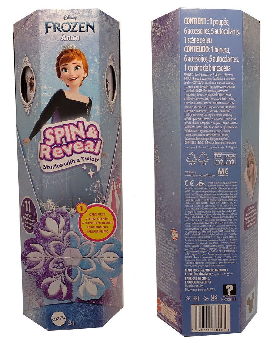 Disney Stehpuppe Disney Frozen Spin & Reveal Eiskönigin Anna Puppe 11 Überraschungen