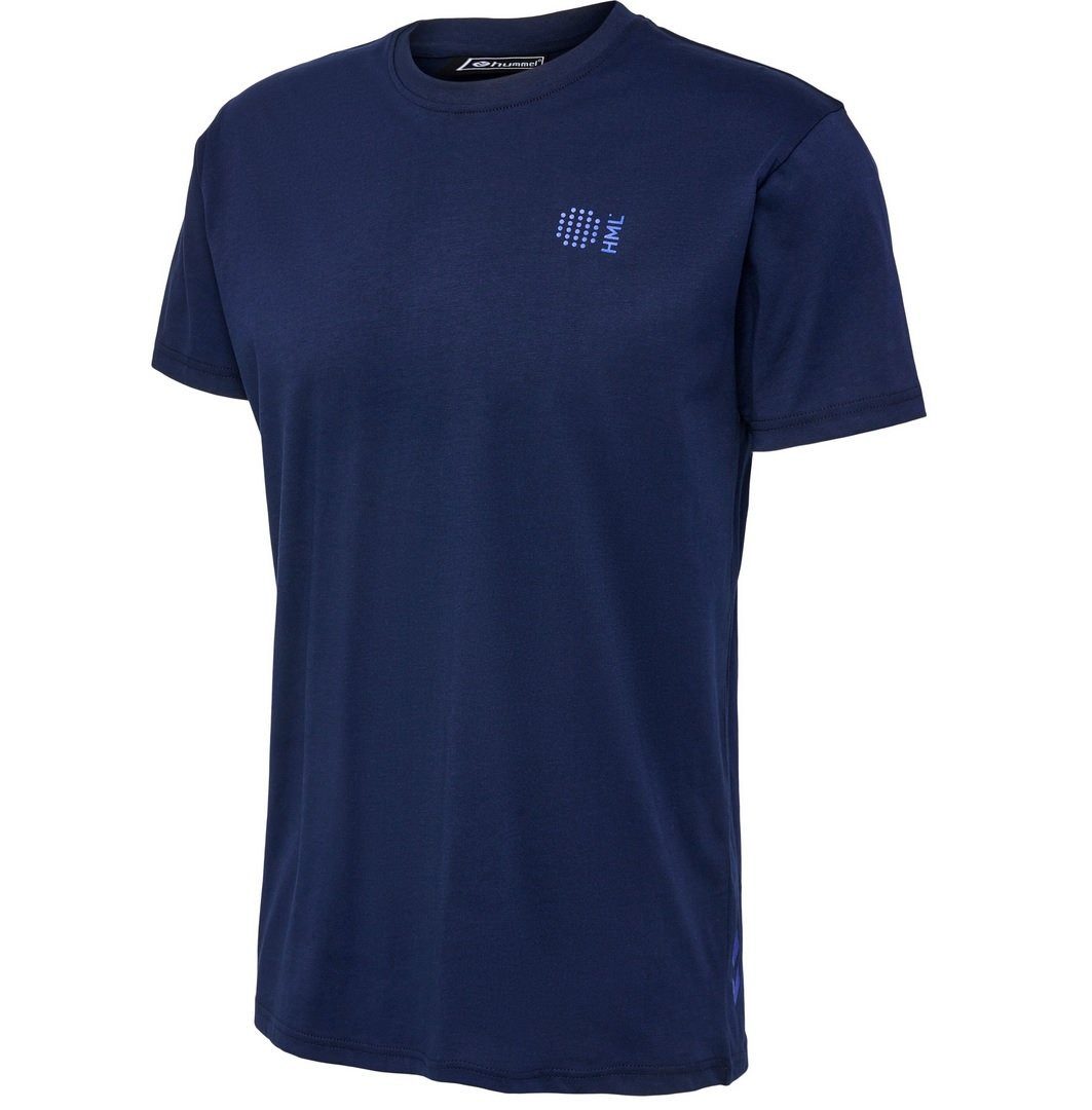 hummel T-Shirt hmlCOURT Cotton (elastischer Jerseystoff) kurzarm marineblau Herren