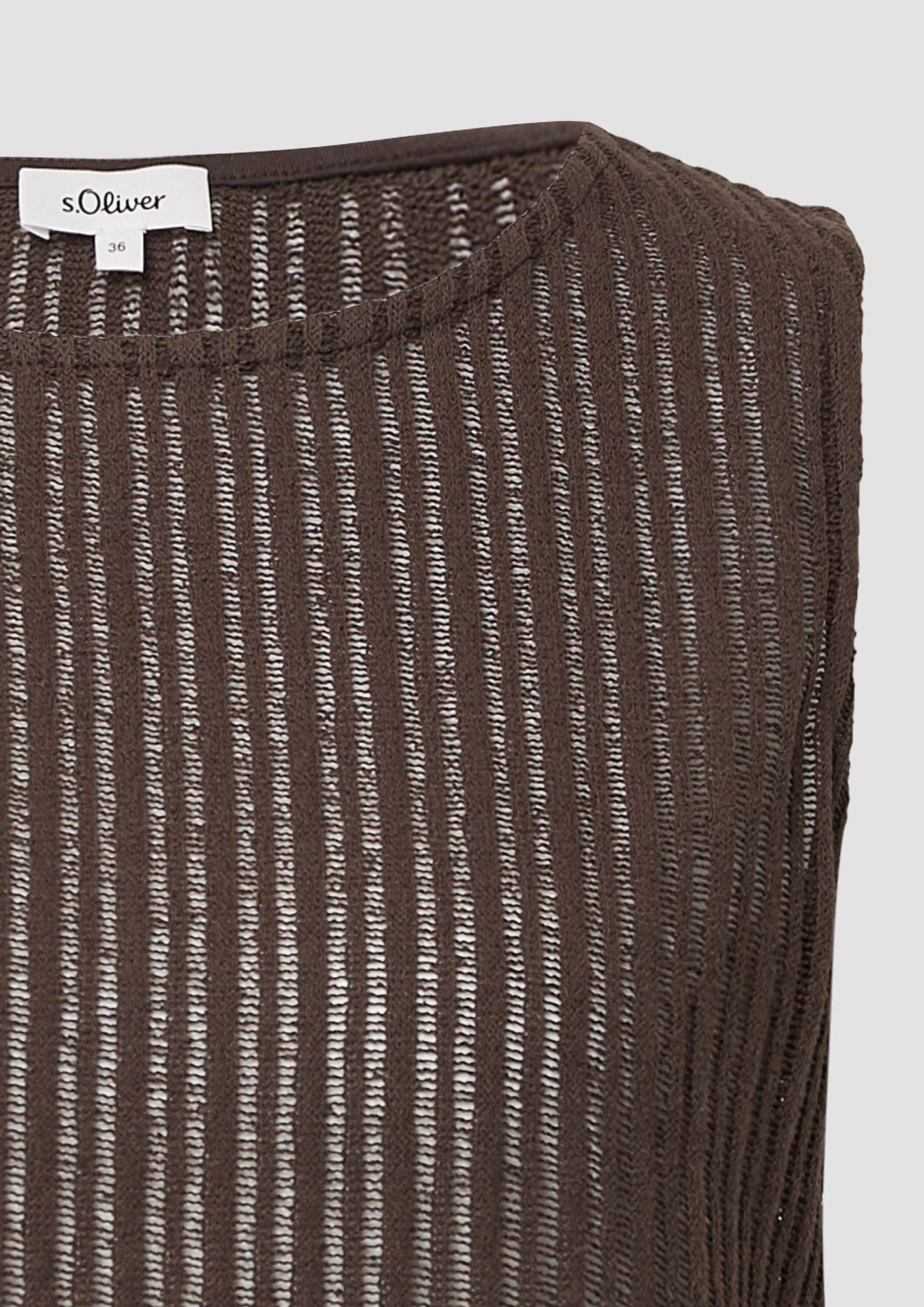 s.Oliver Kurzarmshirt T-Shirt Transparentes Jersey-Top mit Rundhalsausschnitt