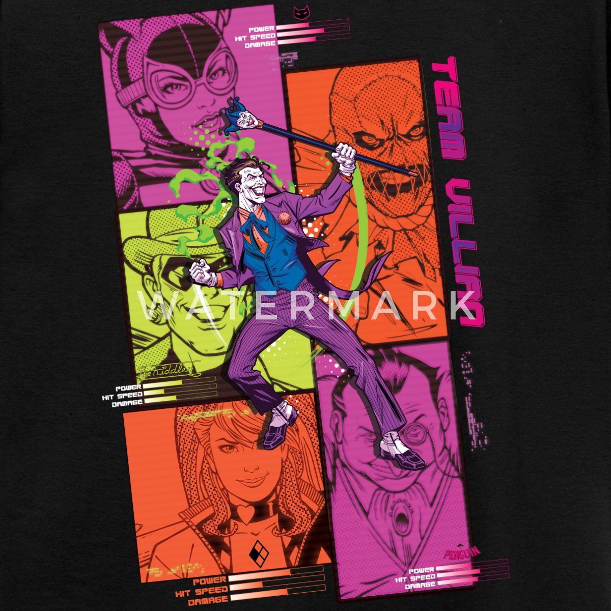 Spreadshirt T-Shirt Batman Team Villain Mit Joker Und Comic-Panels Teenager T-Shirt (1-tlg)