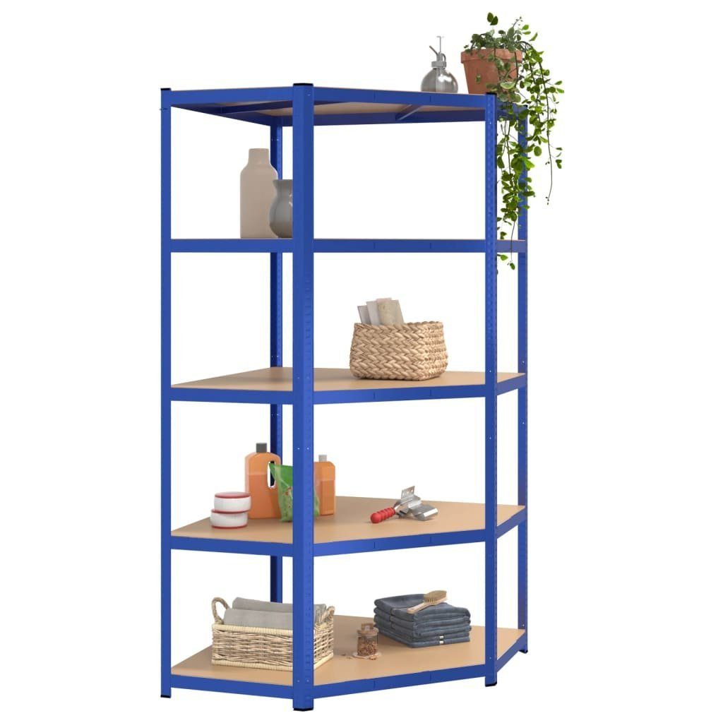 vidaXL Regal Regale mit Böden Holzwerkstoff 4 Lagerreal 5 Stahl Schwerlas Stk Blau