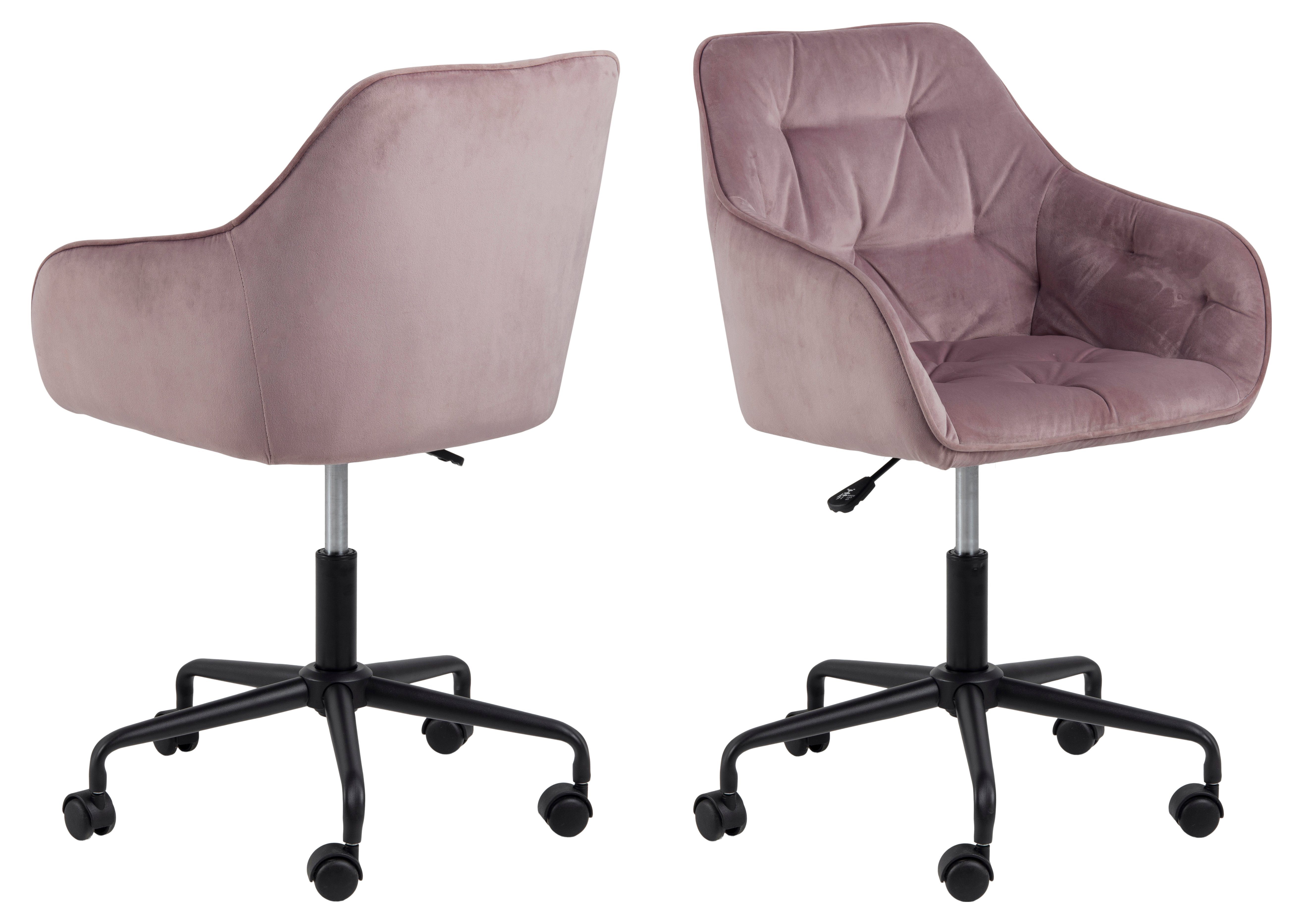 Drehstuhl Brooke Bürostuhl Velour rosa.