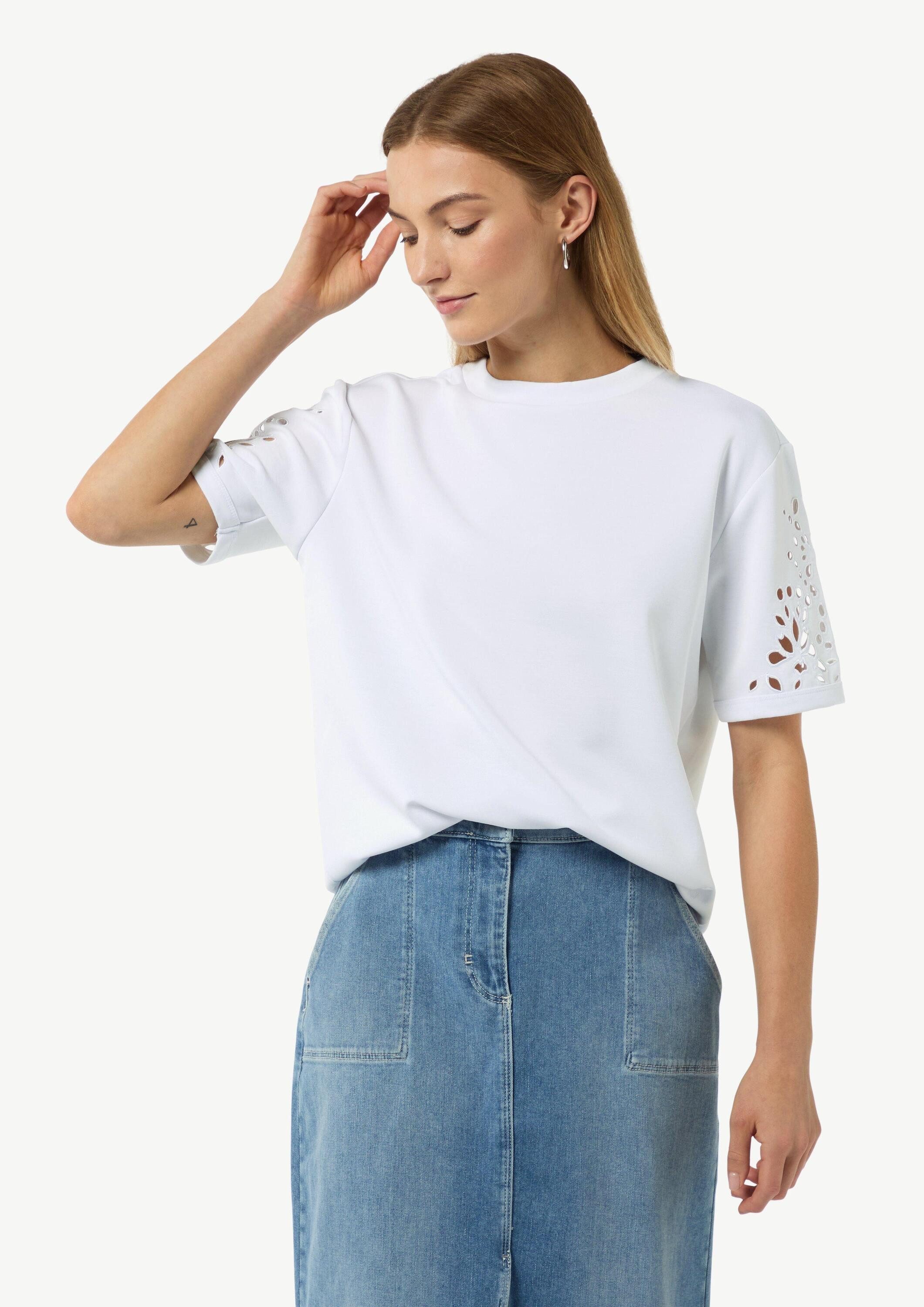 comma Sweatshirt Sweatshirt Scuba-Sweatshirt mit kurzen Ärmeln
