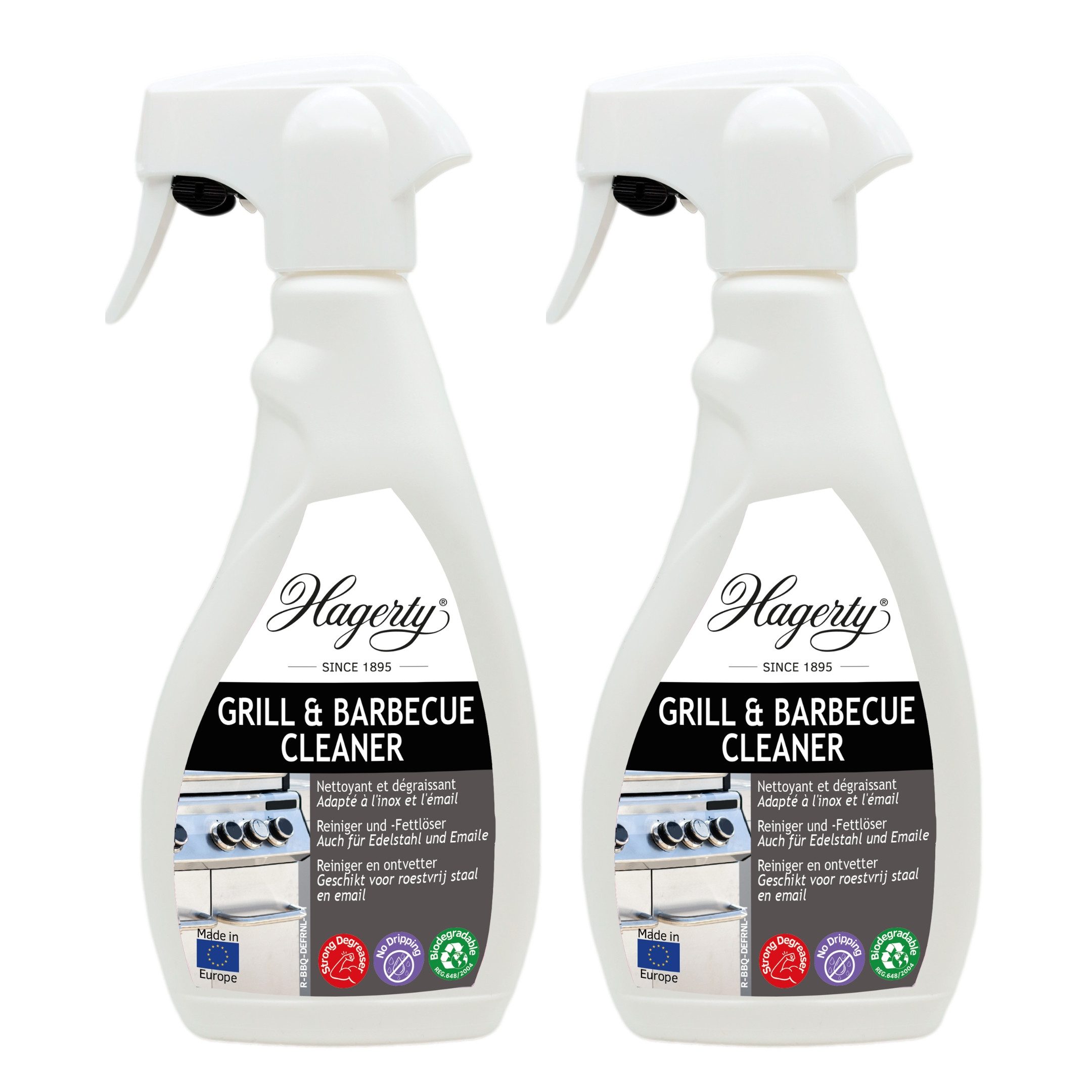 Hagerty Set 2x Grill & Barbecue Reiniger je 500ml, BBQ Fettlöser & Grillreiniger