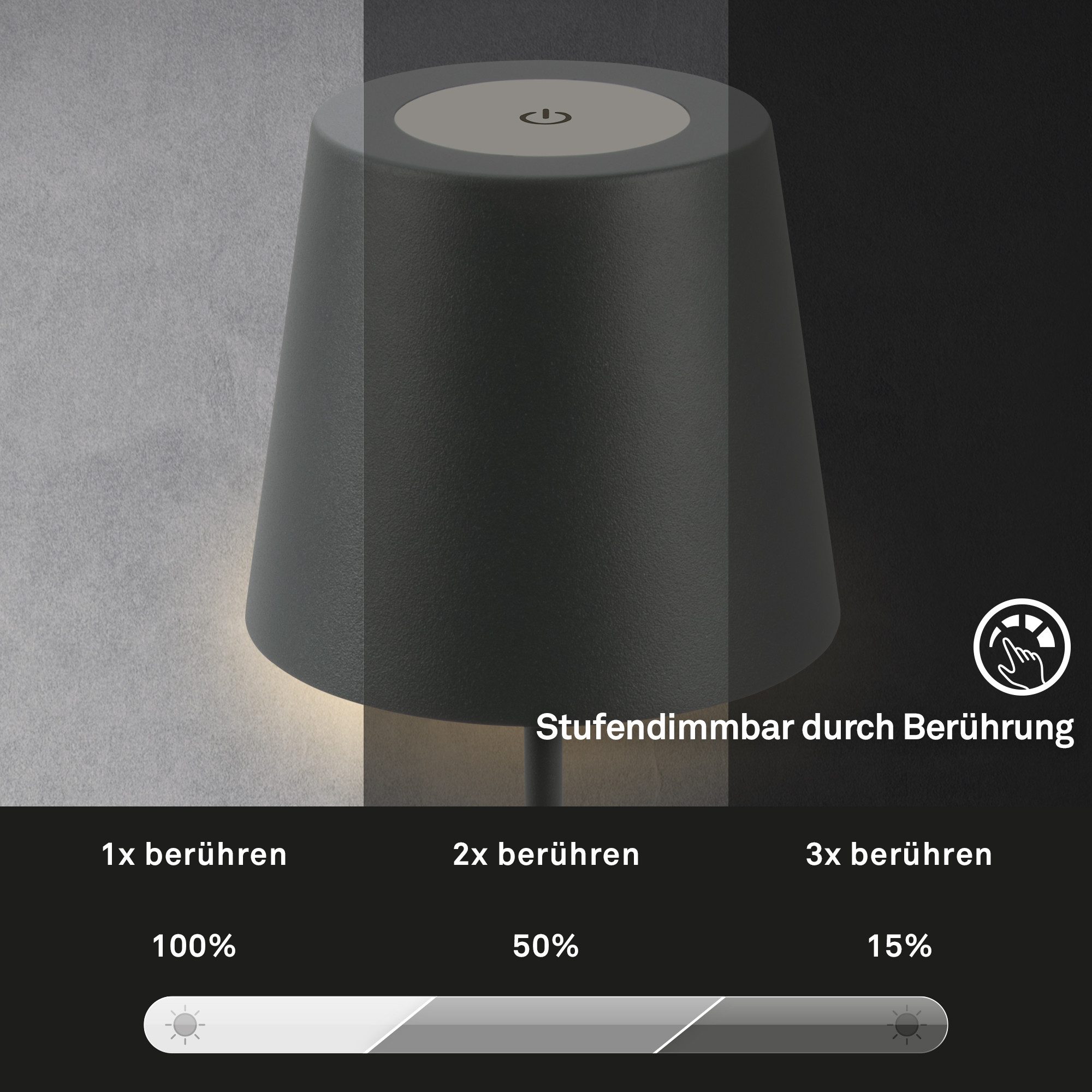 Briloner Leuchten Tischleuchte LED Tischlampe Akku IP44 kabellos Indoor/Out günstig online kaufen