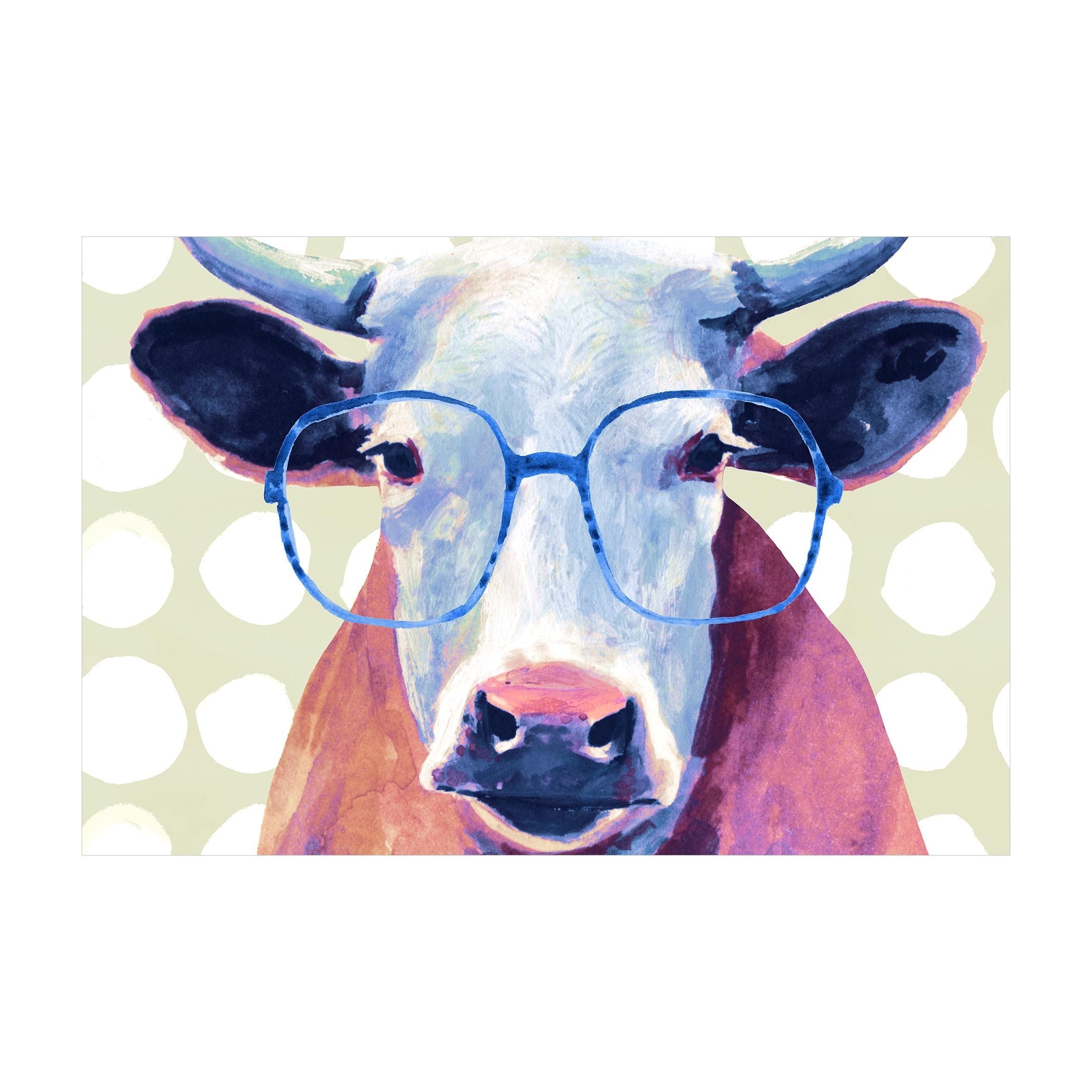 Bilderdepot24 Teppich Vinyl Kinderzimmer Tiere Kuh Mädchen Jungen funktional, rechteckig - violett glatt, nass wischbar (Saft, Tierhaare) - Saugroboter & Bodenheizung geeignet