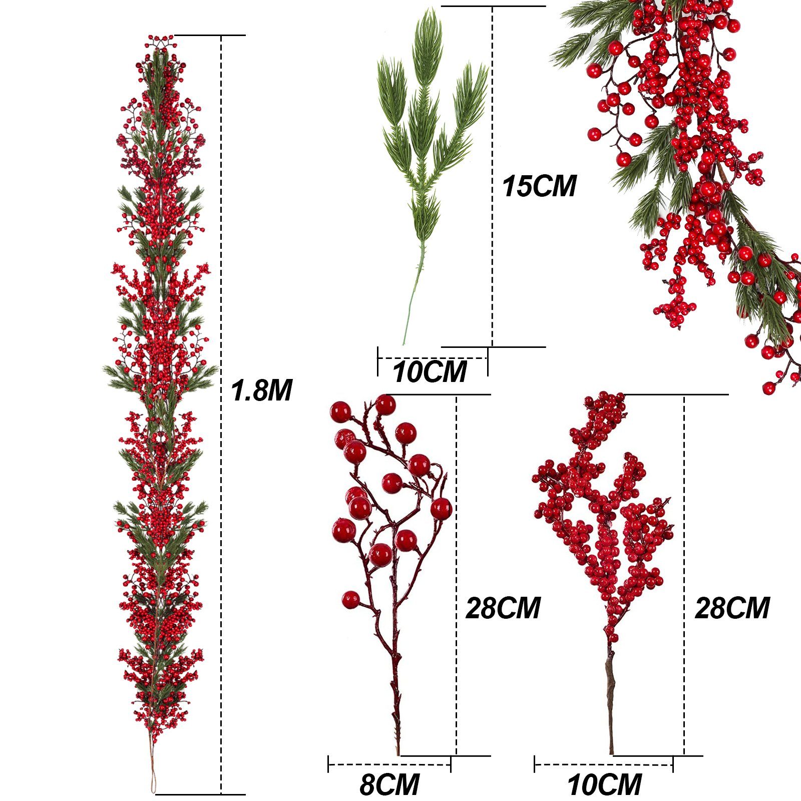 Kunstgirlande 1.8M Rot Beeren Girlande Weihnachten günstig online kaufen