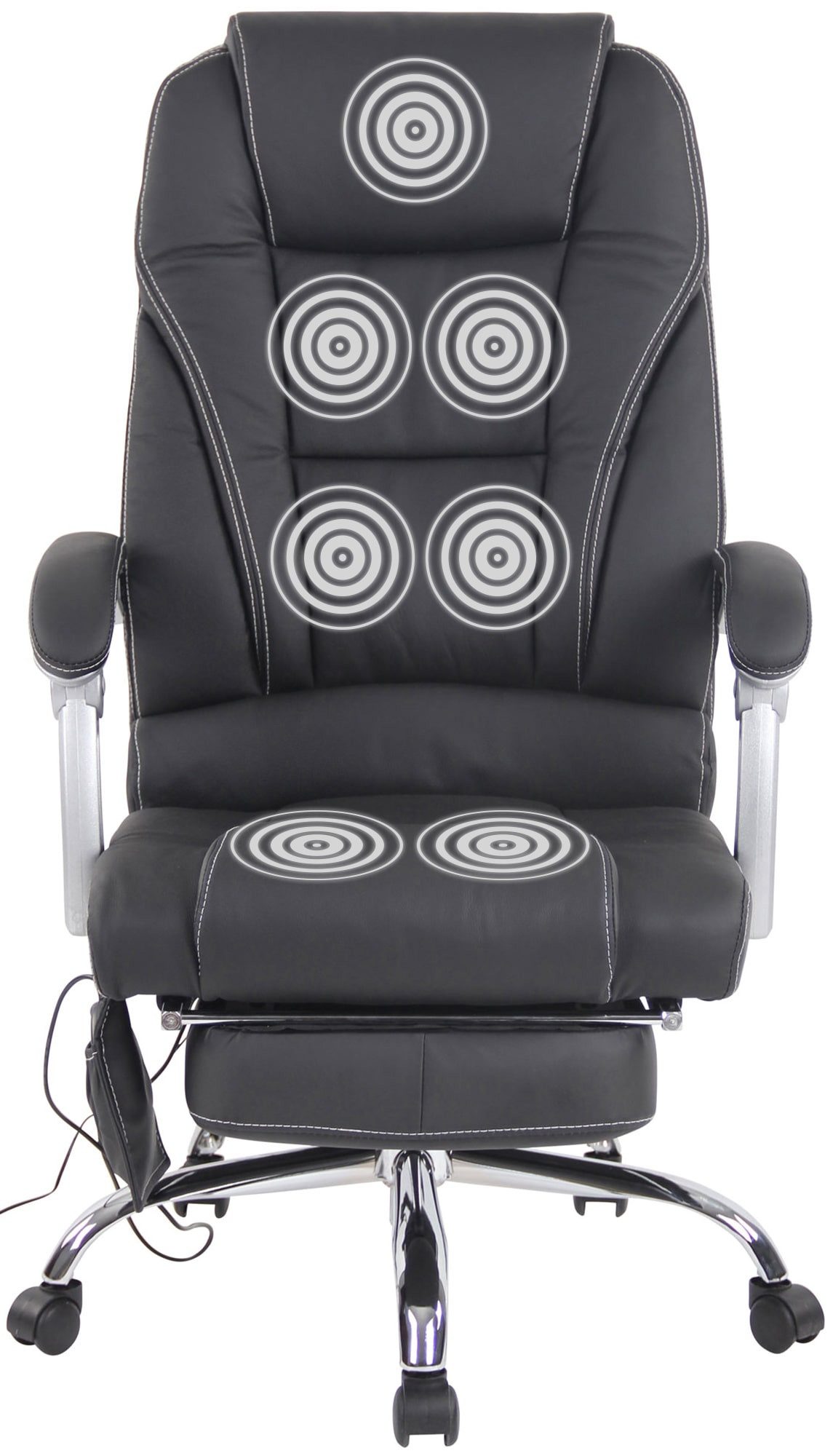 CLP Schreibtischstuhl Pacific Echtleder (1er), Massagefunktion, Fußablage
