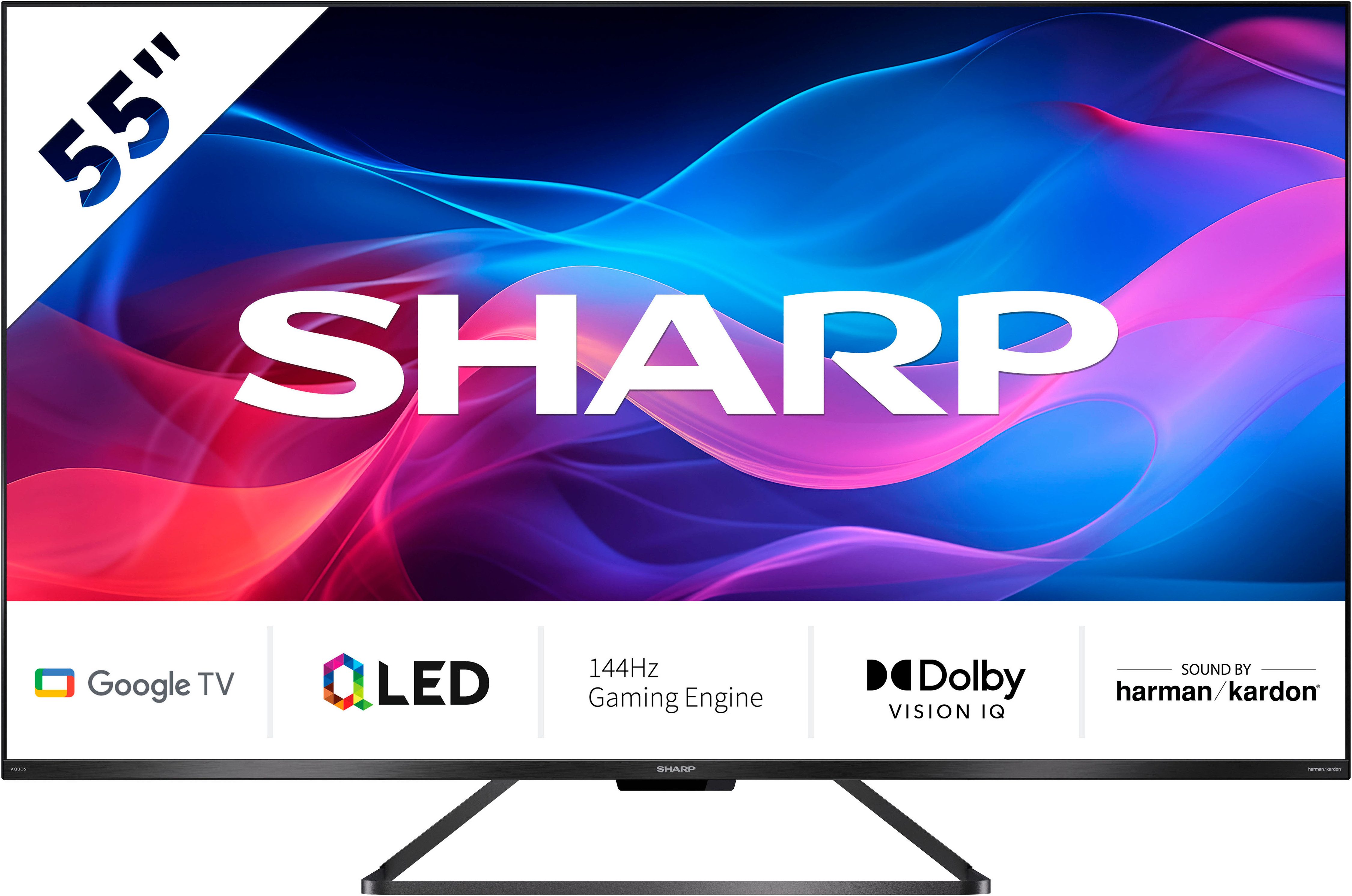 Sharp 4T-C55GRx QLED-Fernseher (139 cm/55 Zoll, 4K Ultra HD, Google TV, Smart-TV)