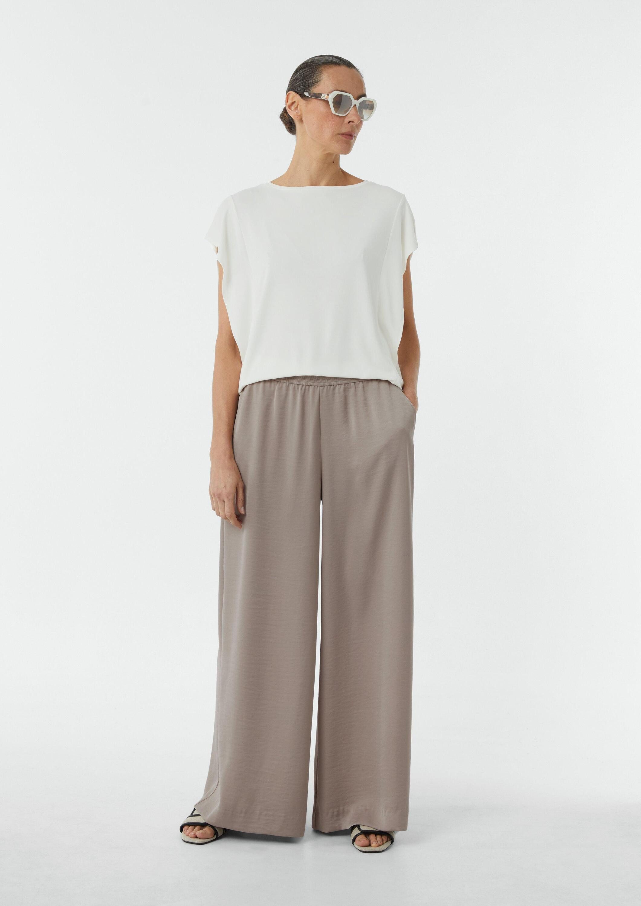 comma Kurzarmshirt T-Shirt Jersey-Shirt mit Volant