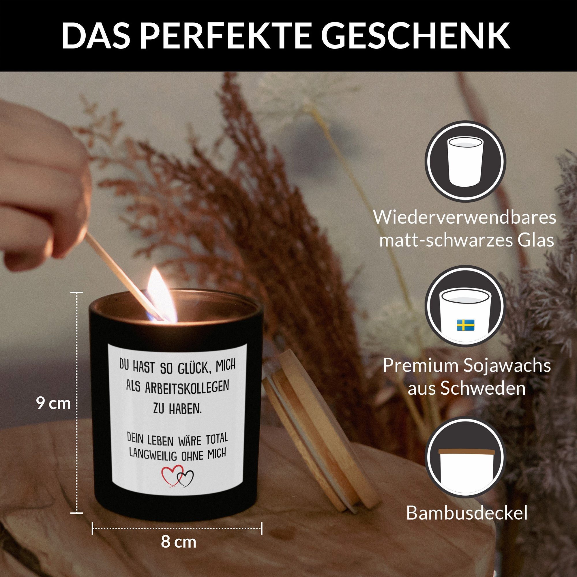 22Feels Duftkerze Deko Wichteln Geschenk Arbeitskollegin von Frau Lustigs Büro Frauen, MADE IN GERMANY, Europäisches Sojawachs, Handgegossen – Bild 5 von 5