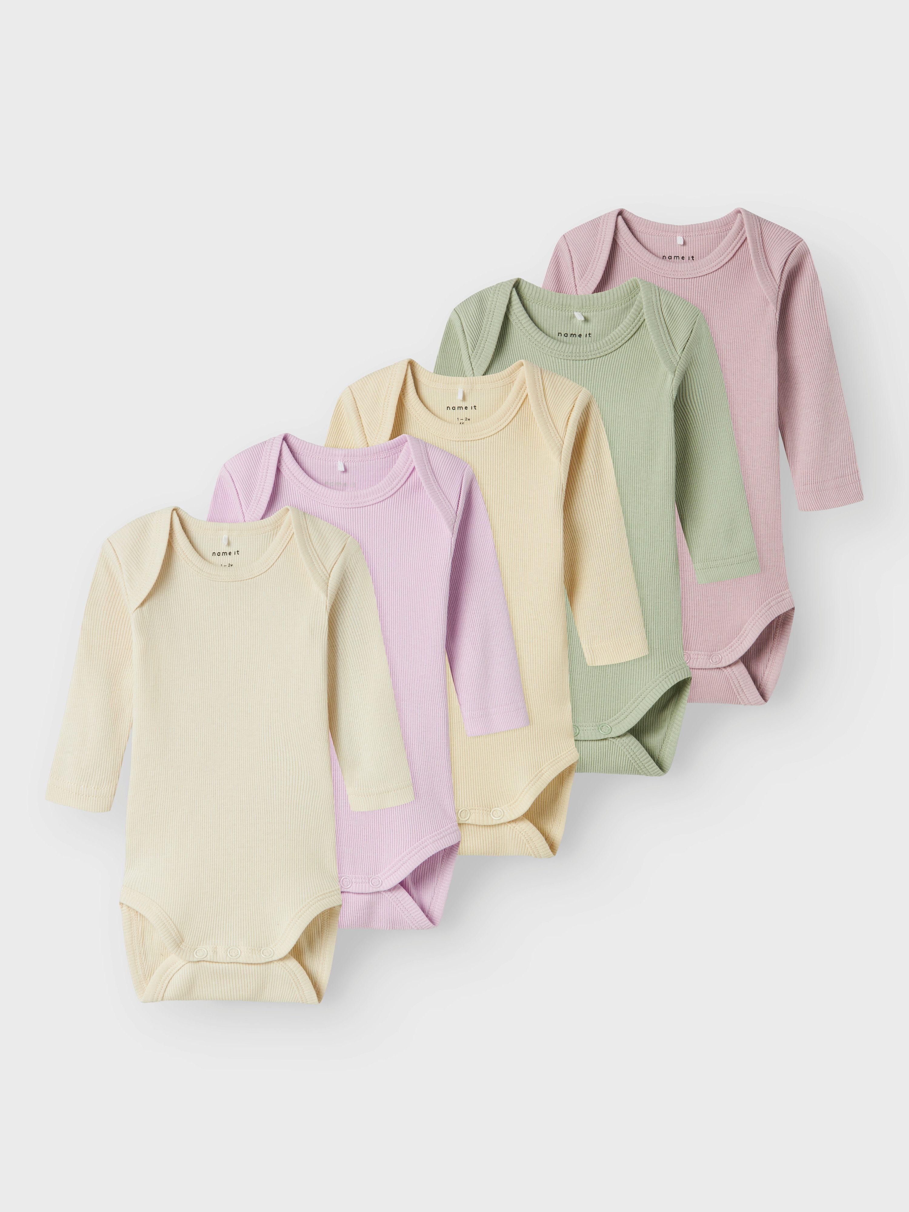 Name It Langarmbody NBNBODY für Mädchen und Jungen mit Rippstruktur und Komfort (Packung, 5-tlg) unifarben, casual, regular fit, Baumwolle, Rundhals