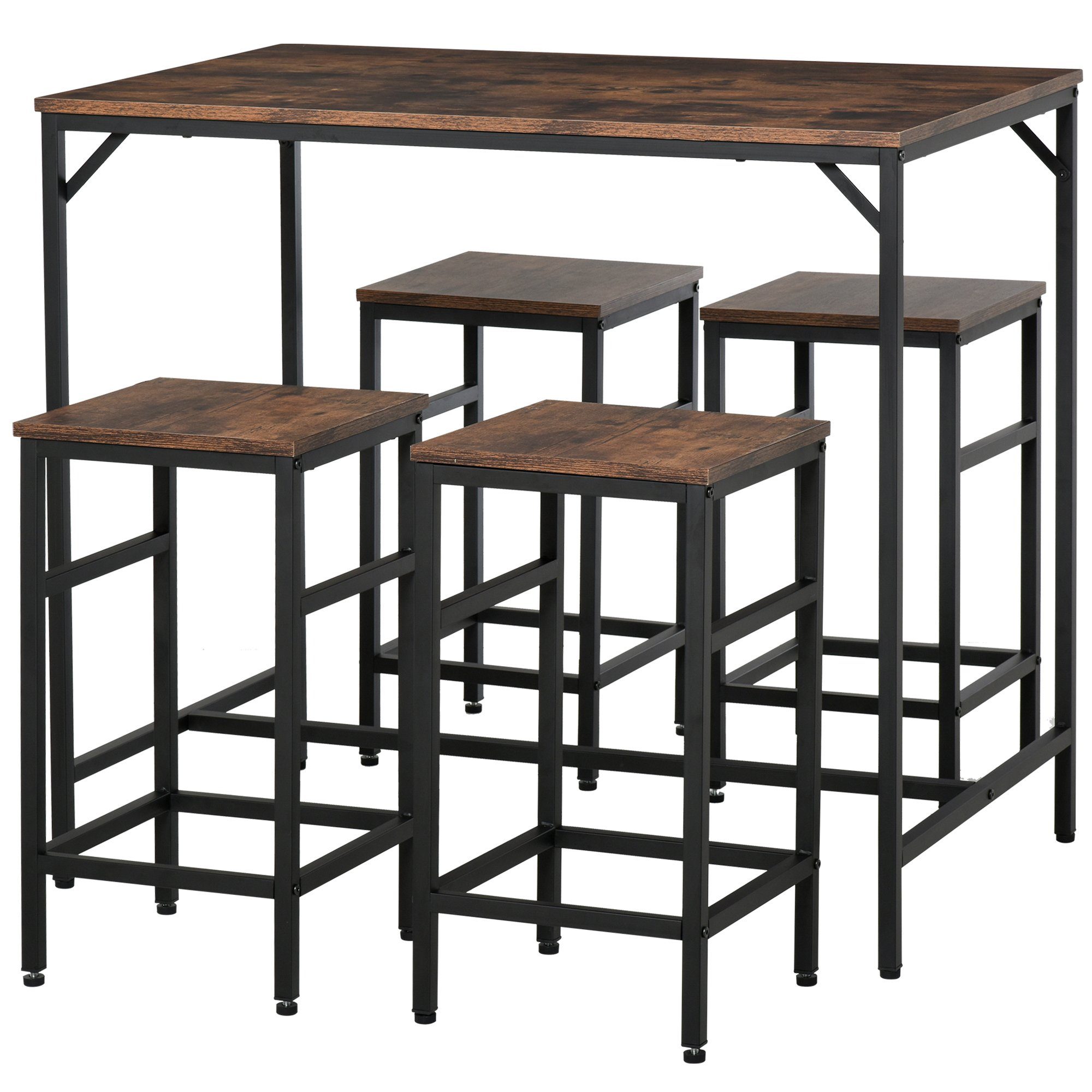HOMCOM Bartisch Bartisch-Set mit 4 Barhockern günstig online kaufen