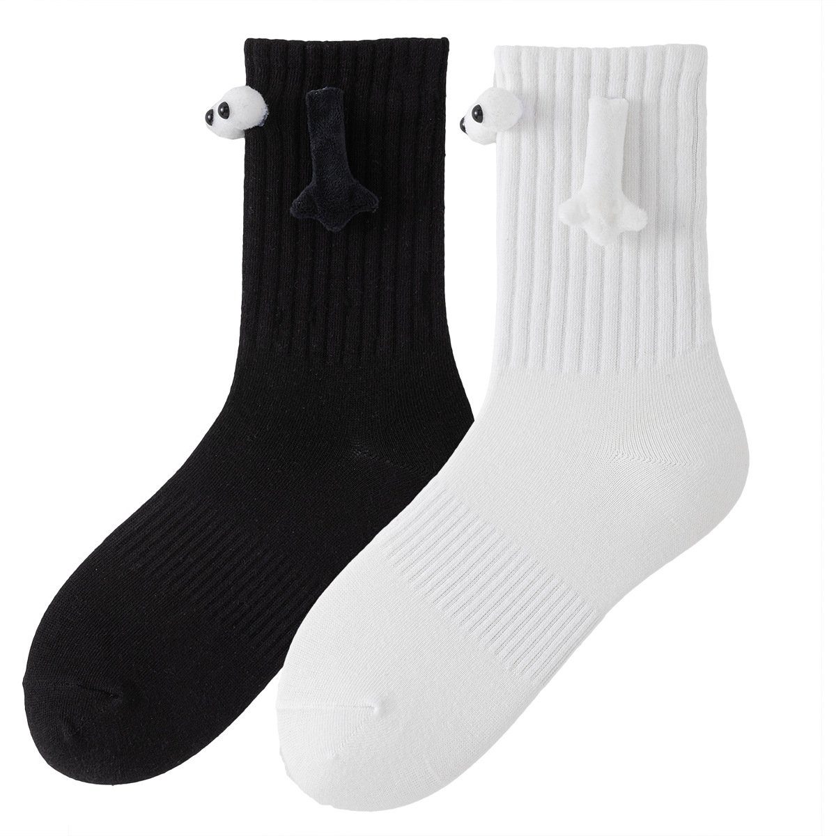 SOTOR Freizeitsocken Niedliche (2-Paar) zwei und weiß weich Hochgradig Socken Paar schwarz Socken atmungsaktiv elastisch, insgesamt Mid-Calf