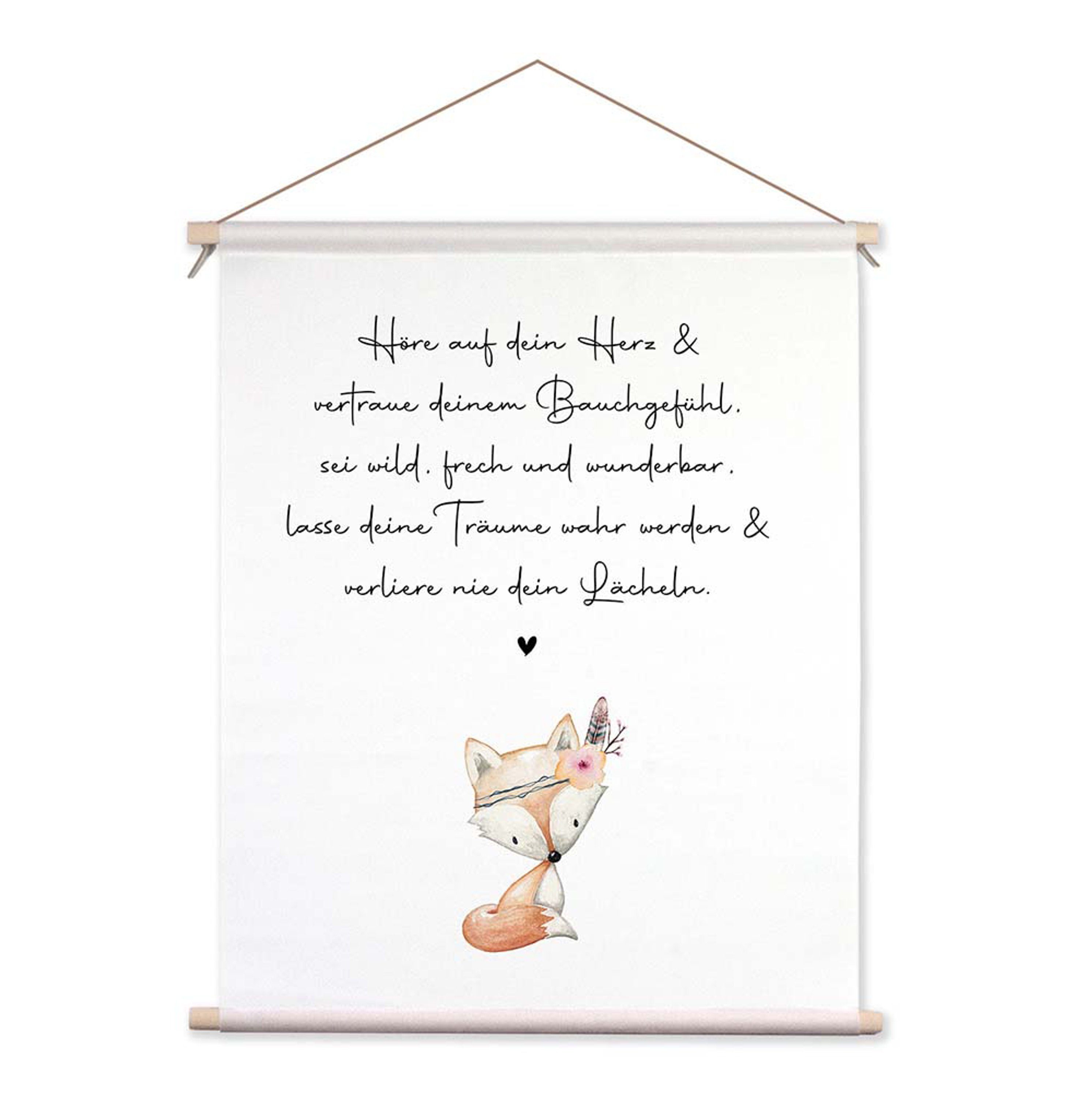artissimo Poster Textil-Poster 40x50cm Bild mit Spruch Kinderzimmer Babyzimmer Fuchs, Kinderposter: Segenswünsche