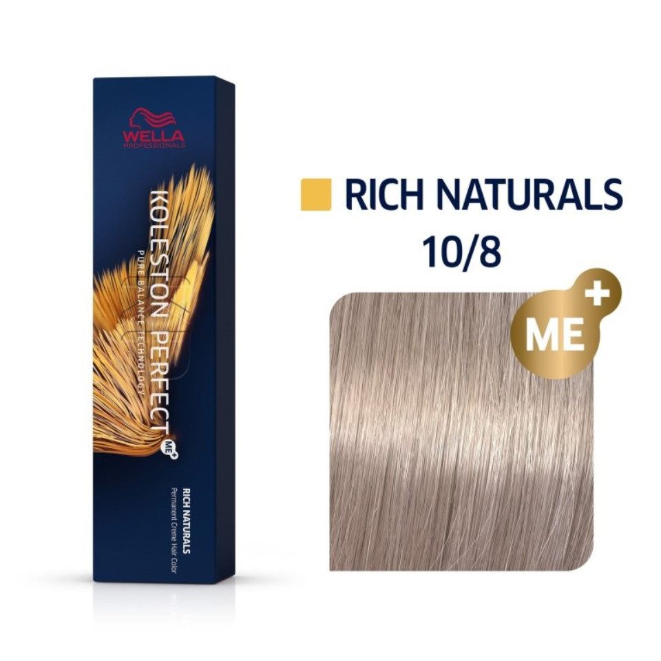 Wella Professionals Haarfarbe Koleston Perfect ME+ Rich Naturals 10/8 Pearl Blonde - 60 ml, Permanente Haarfarbe Hell-Lichtblond Perl