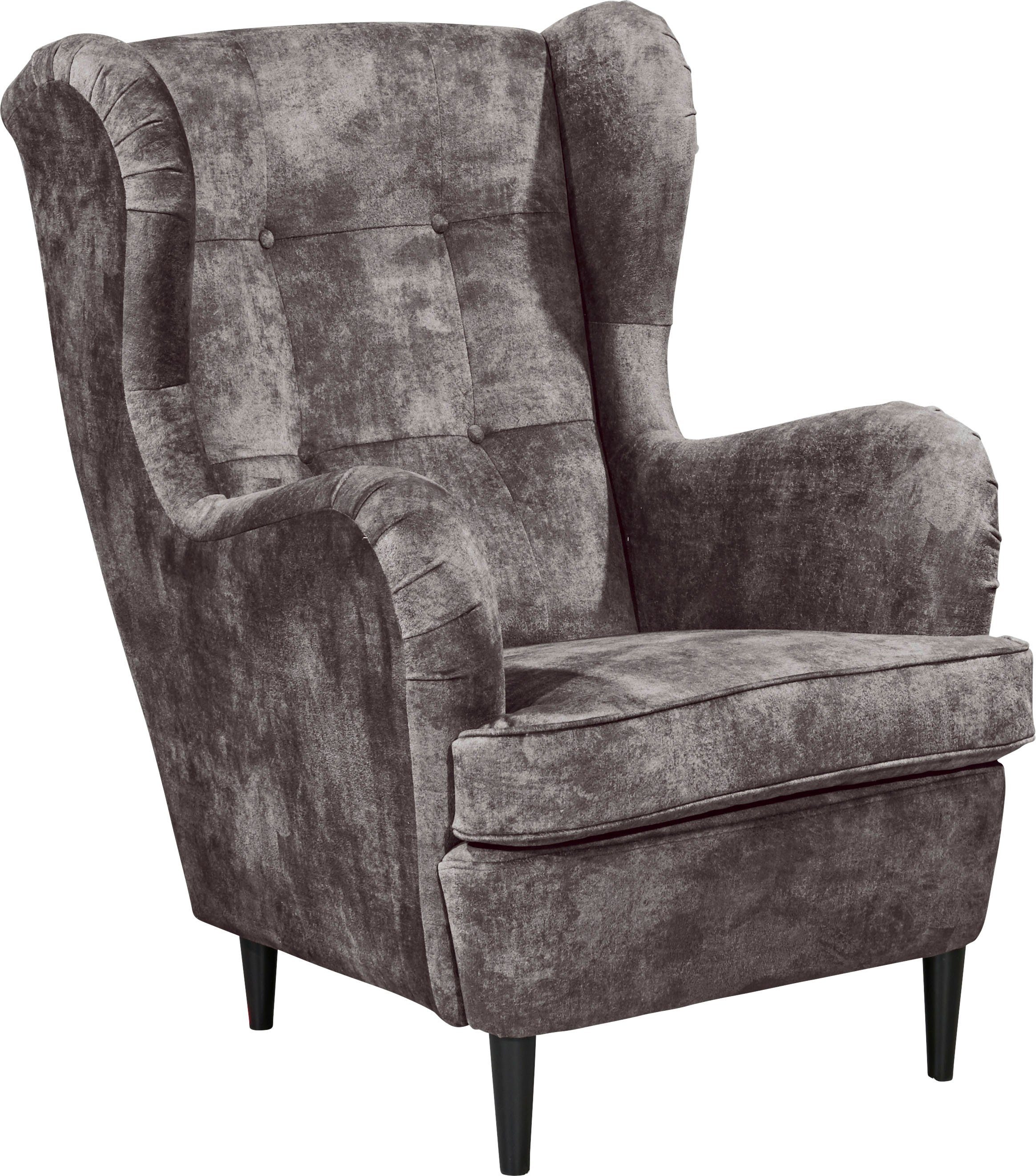 ED EXCITING DESIGN Ohrensessel Oskar, mit Massivholzfüßen