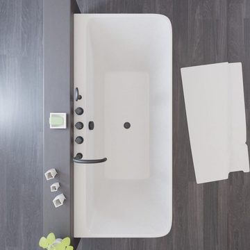 TroniTechnik Badewanne »Saria«, (3-tlg), Inkl. Armaturen in schwarz, Handbrause und 1,5m Brauseschlauch und Push To Open Abfluss