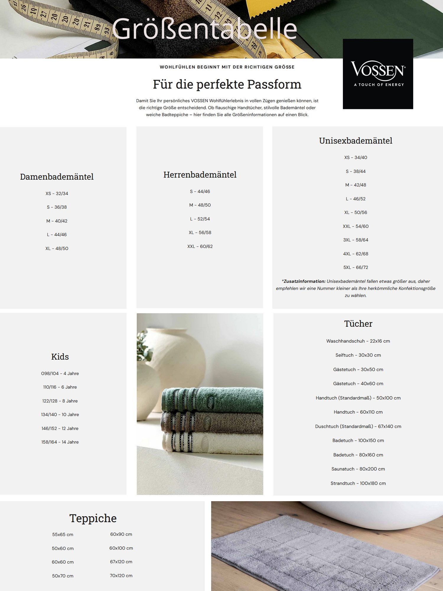 Vossen Unisex-Bademantel Unisex Bademantel ROM, mit Baumwolle