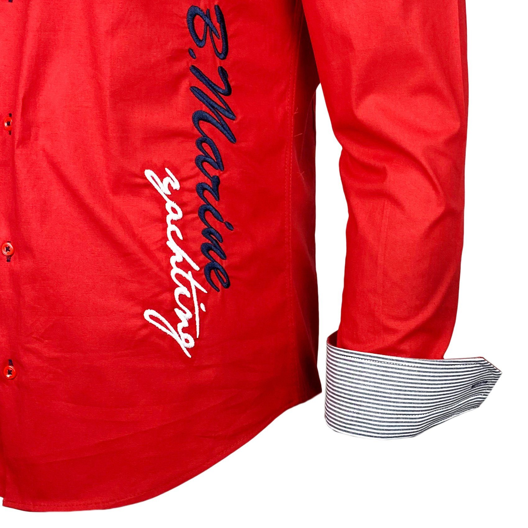 Baxboy Langarmhemd Baxboy Edel Dezent Herren Hemd Stickerei Hemden Kontrast Langarm B-508