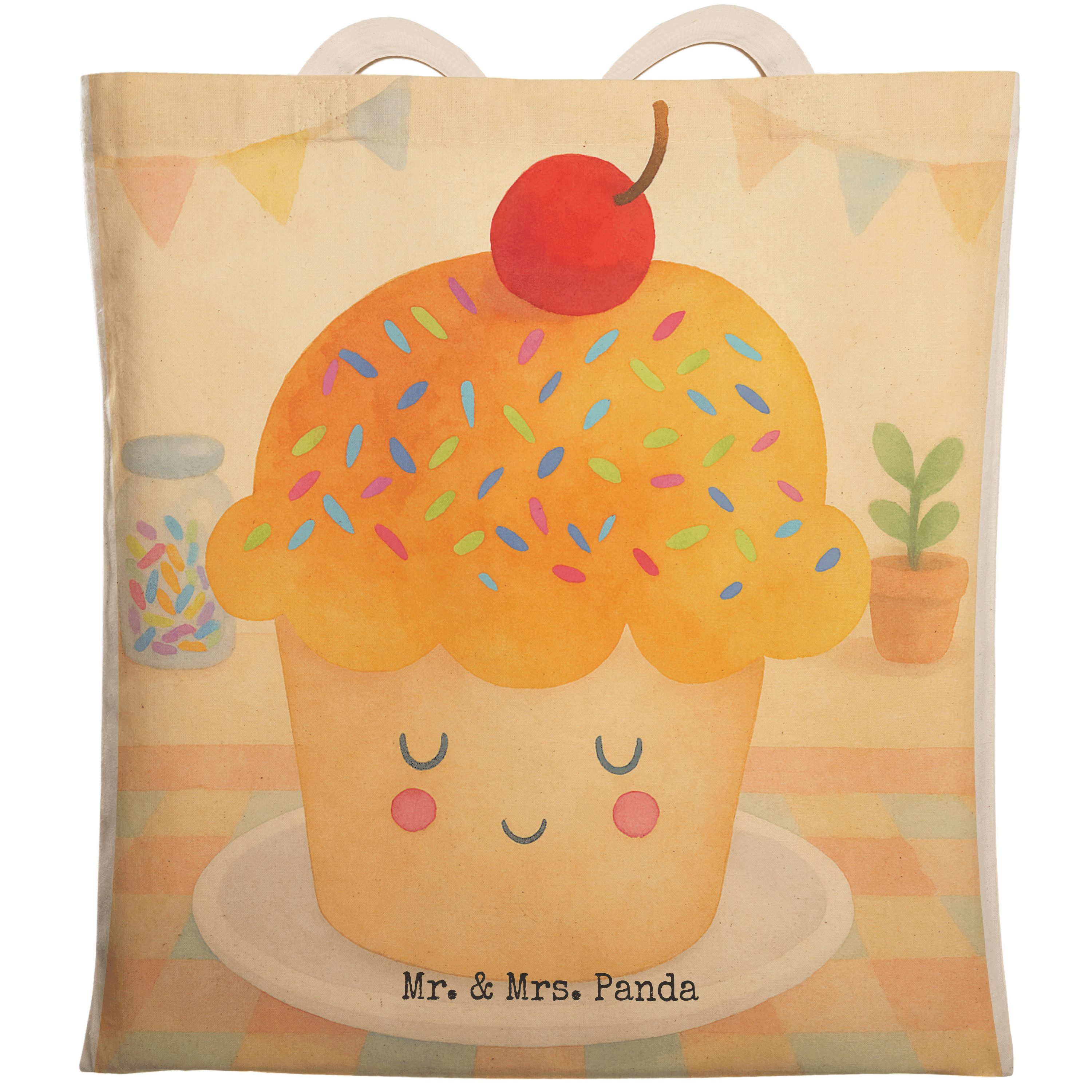 Mr. & Mrs. Panda Tragetasche Cupcake Design, Beutel Tasche, Weiß, Tasche, Lustige Sprüche, Wunder, (Packung), Große Einkaufstasche Alltagstasche taschen shopper