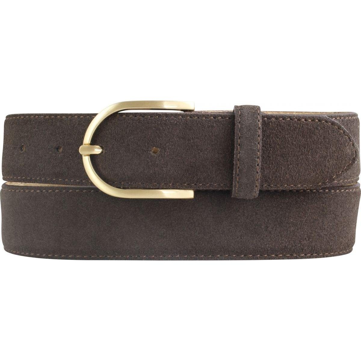 Dunkelbraun, Gold für Damen Damen-Gürtel Veloursleder BELTINGER - 35 3,5 Velour-Ledergürtel aus Ledergürtel cm