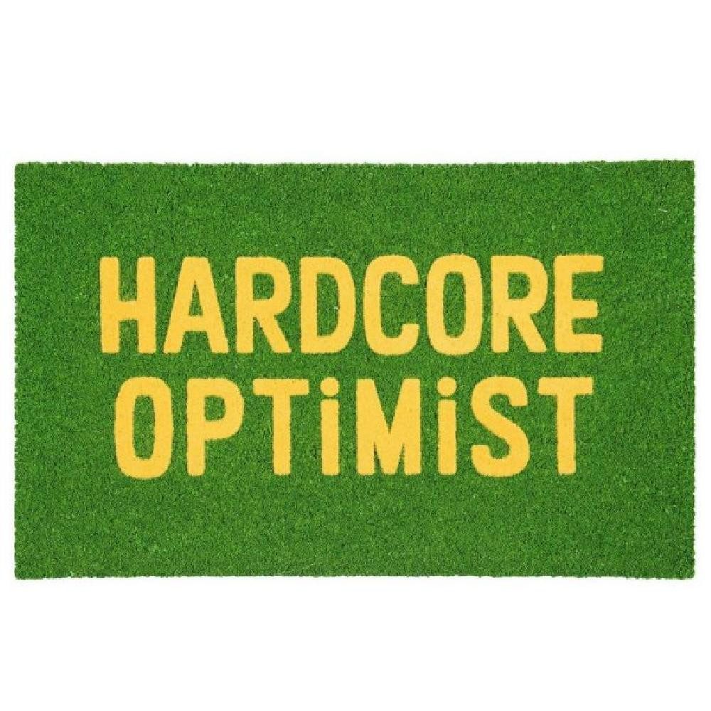Fußmatte Fußmatte Fraze Hardcore Optimist Gelb Grün (45x75cm)
